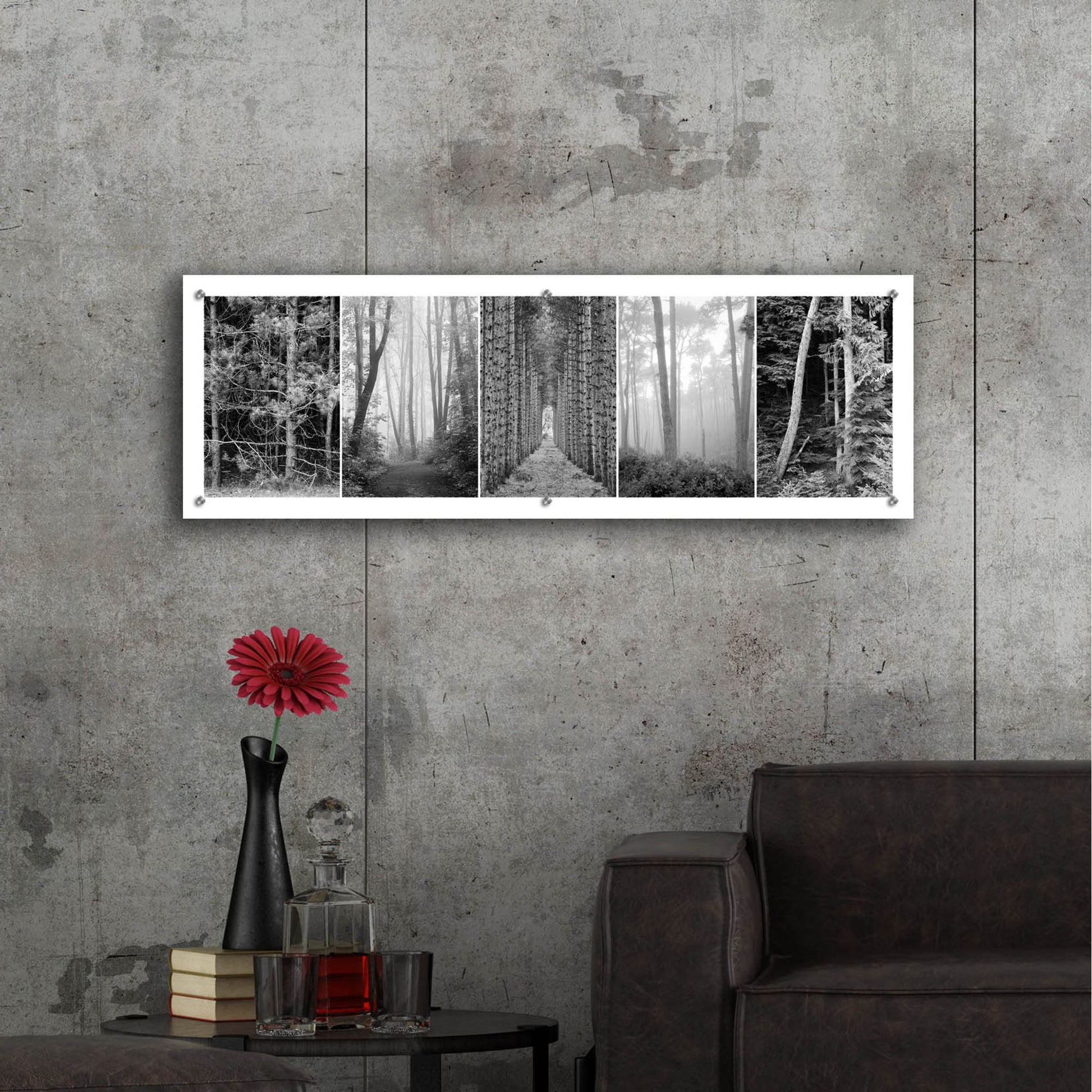 Epic Art 'Tree Montage 1' by Monte Nagler, Acrylic Glass Wall Art,48x16