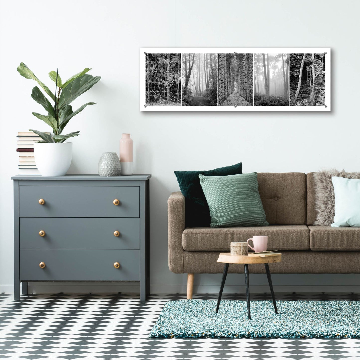 Epic Art 'Tree Montage 1' by Monte Nagler, Acrylic Glass Wall Art,48x16