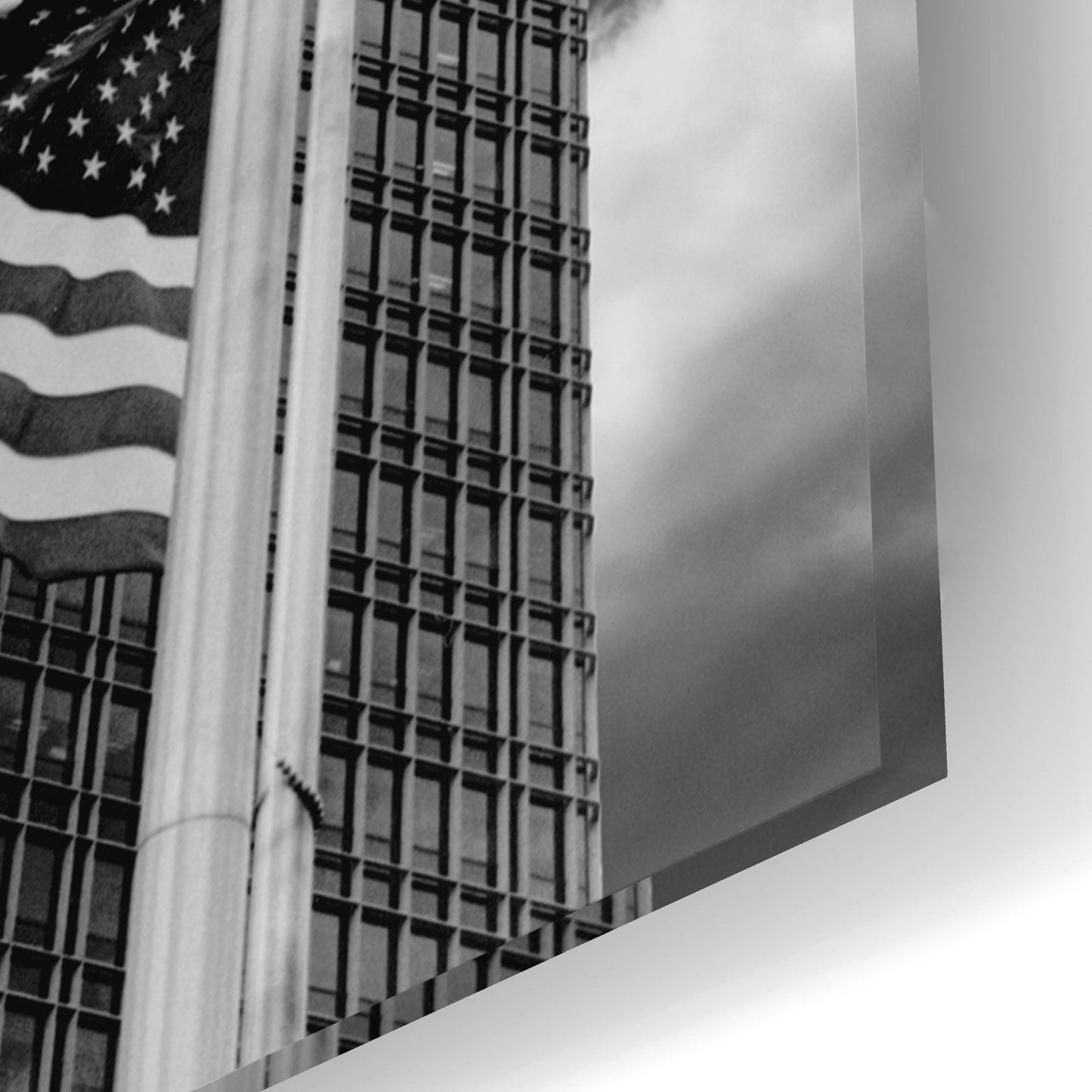 Epic Art 'Renaissance Center & Flags, Detroit, Michigan 06' by Monte Nagler, Acrylic Glass Wall Art,24x16