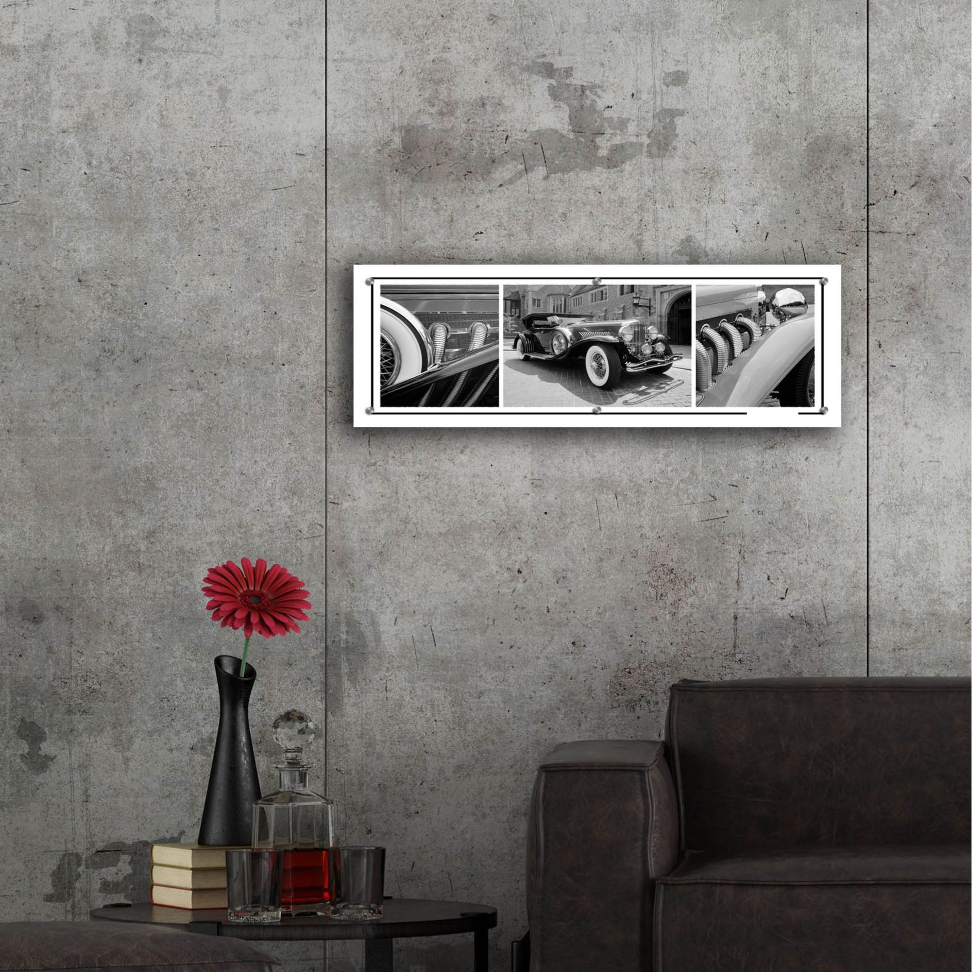 Epic Art 'Dusenberg Montage 2' by Monte Nagler, Acrylic Glass Wall Art,36x12