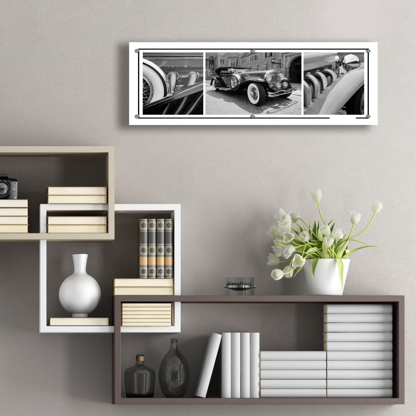 Epic Art 'Dusenberg Montage 2' by Monte Nagler, Acrylic Glass Wall Art,36x12