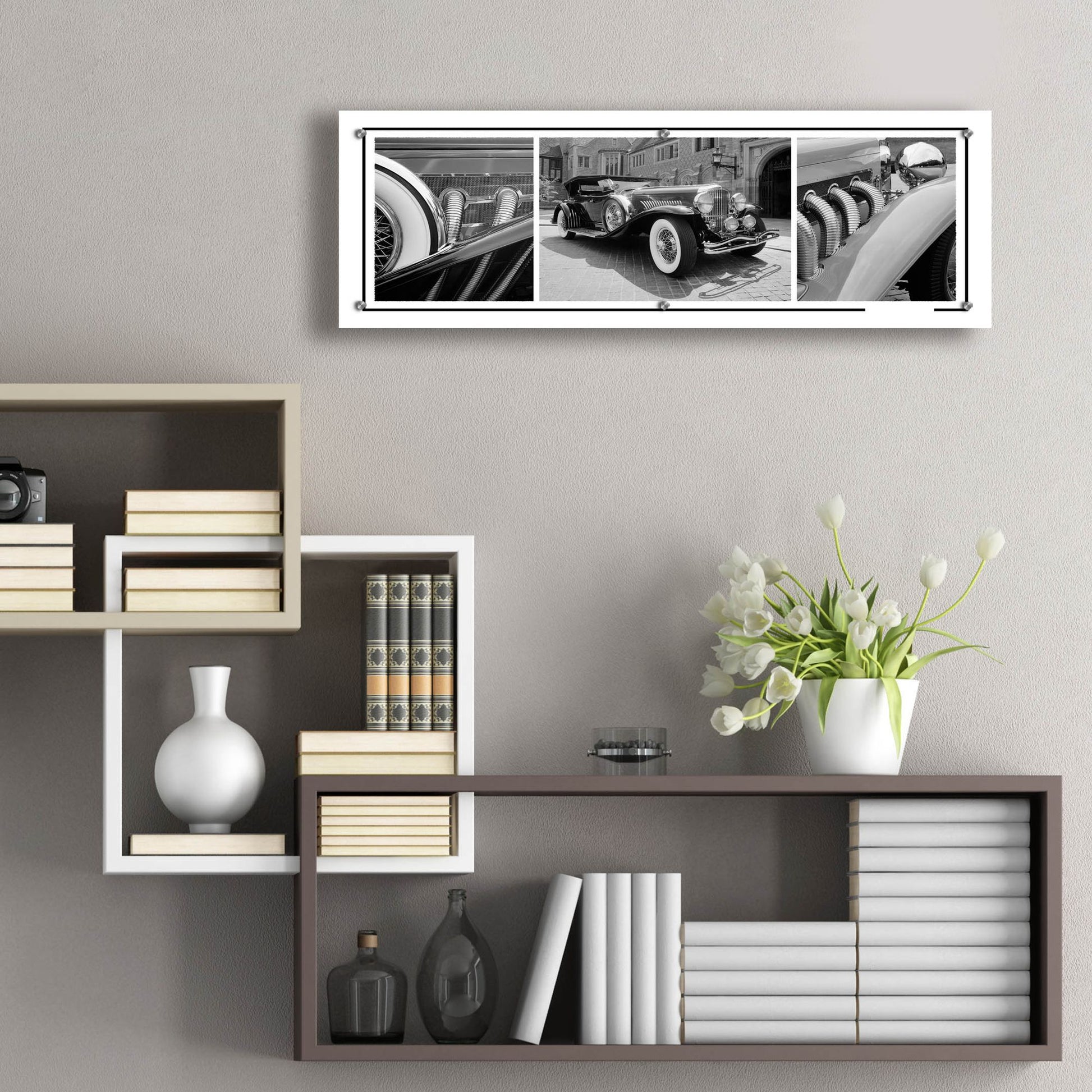 Epic Art 'Dusenberg Montage 2' by Monte Nagler, Acrylic Glass Wall Art,36x12