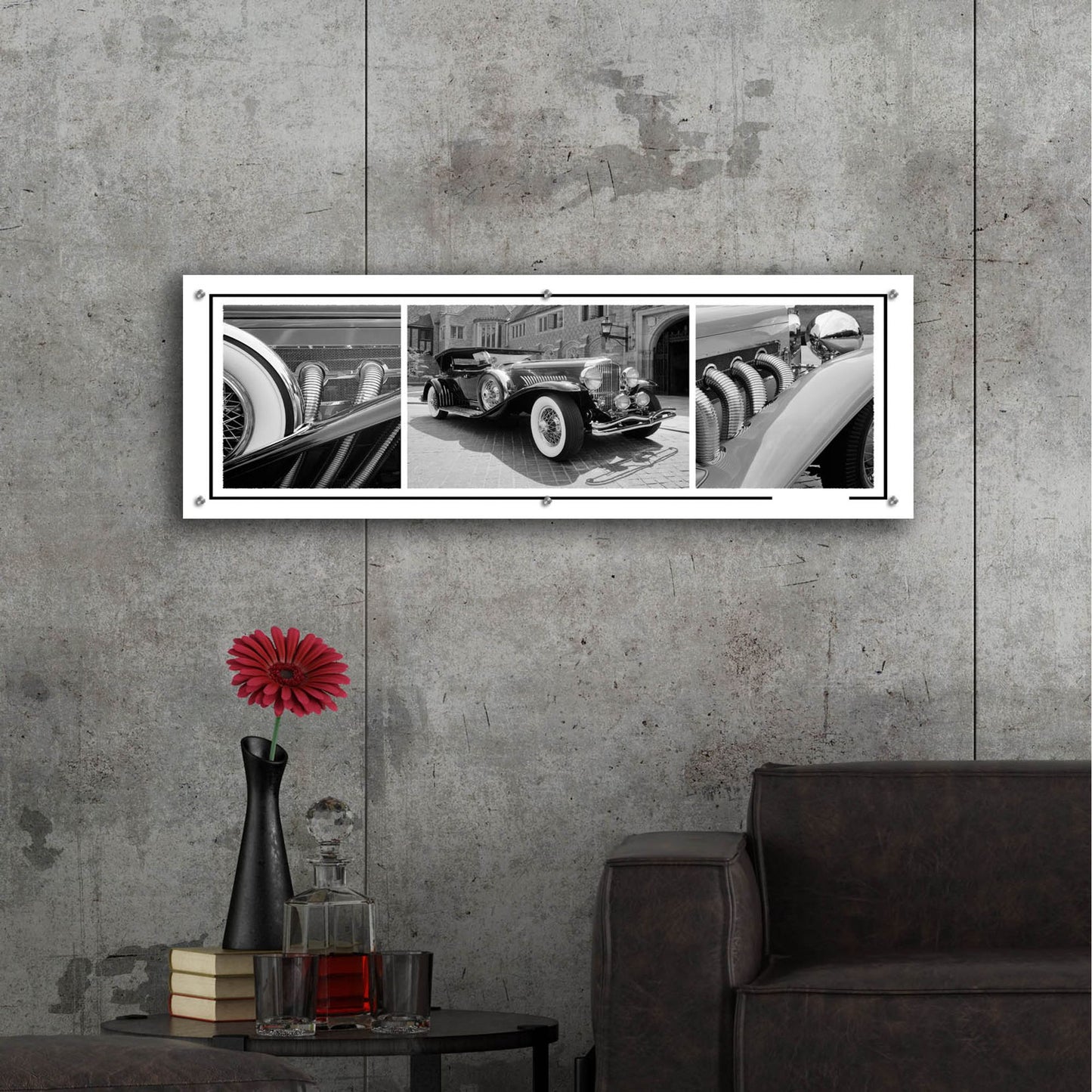 Epic Art 'Dusenberg Montage 2' by Monte Nagler, Acrylic Glass Wall Art,48x16