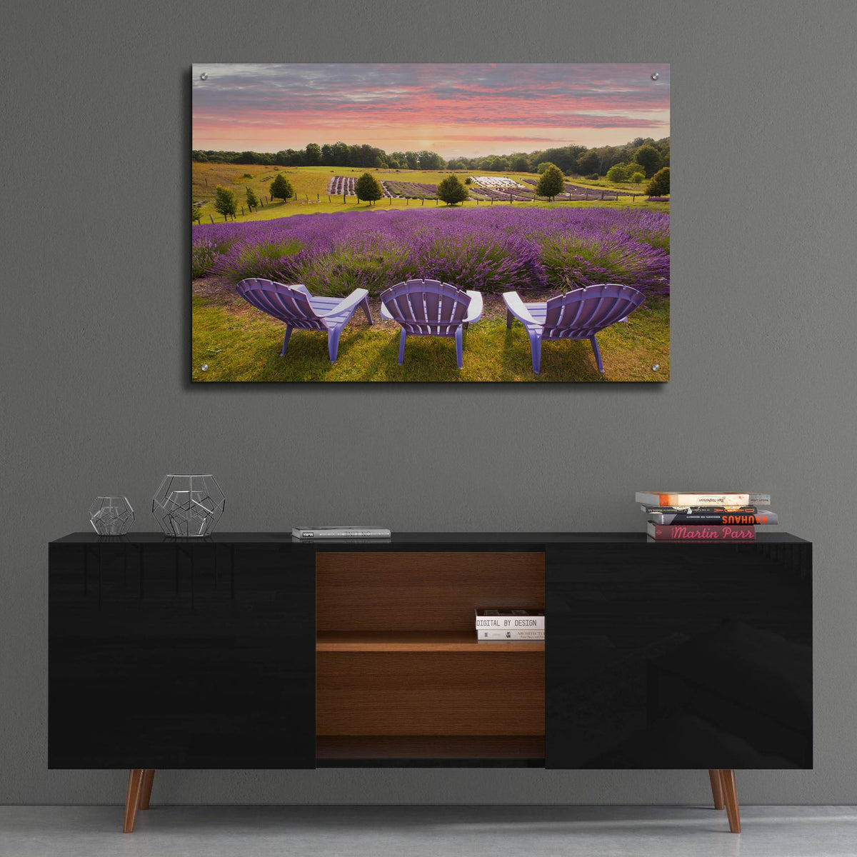 Epic Art 'Lavender Chairs, Horton Bay, Michigan 14' by Monte Nagler, Acrylic Glass Wall Art,36x24