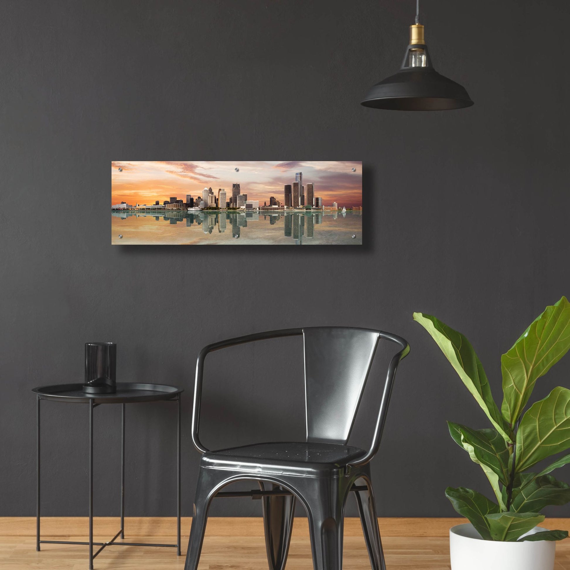 Epic Art 'Detroit Sunset Panorama, Michigan 07' by Monte Nagler, Acrylic Glass Wall Art,36x12