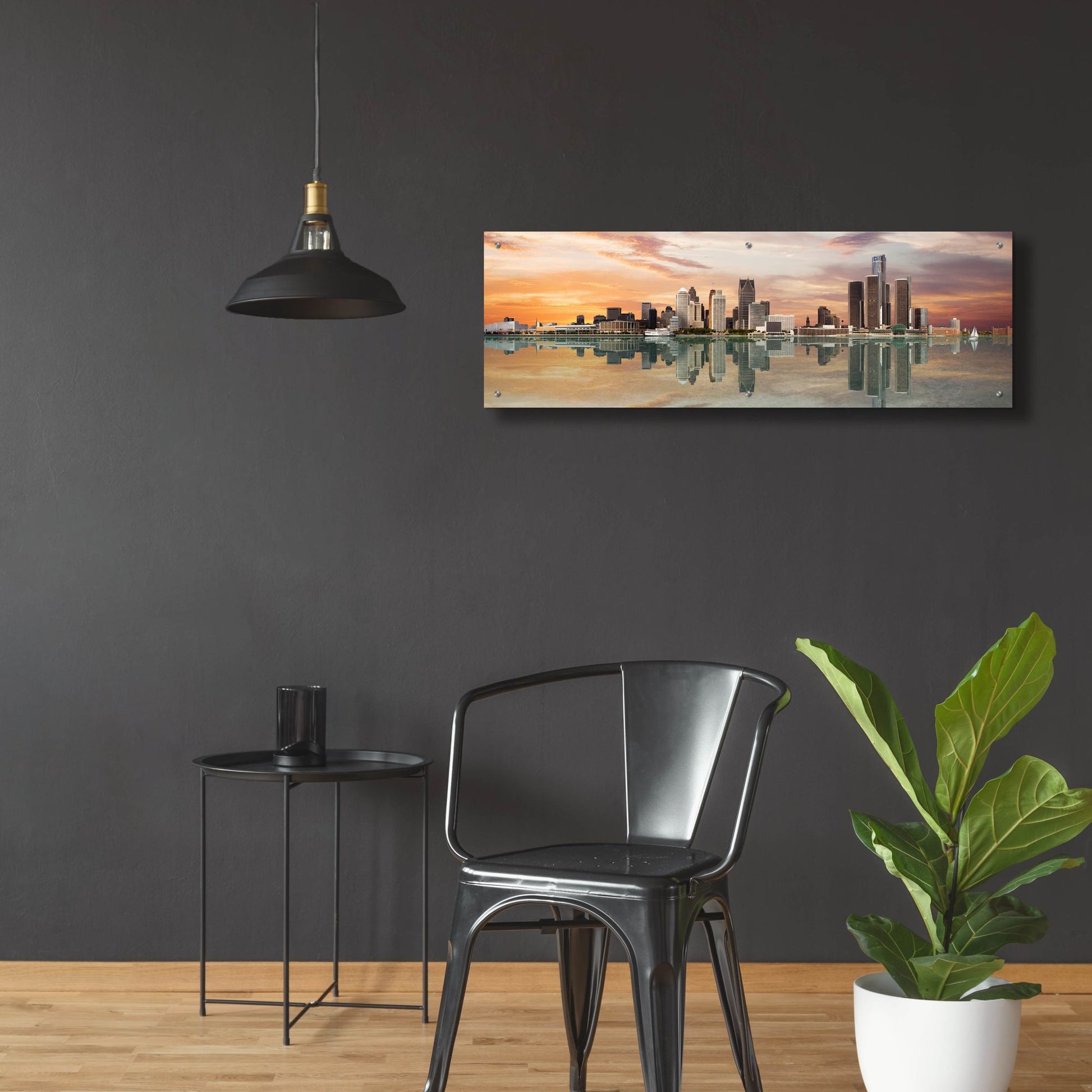 Epic Art 'Detroit Sunset Panorama, Michigan 07' by Monte Nagler, Acrylic Glass Wall Art,48x16