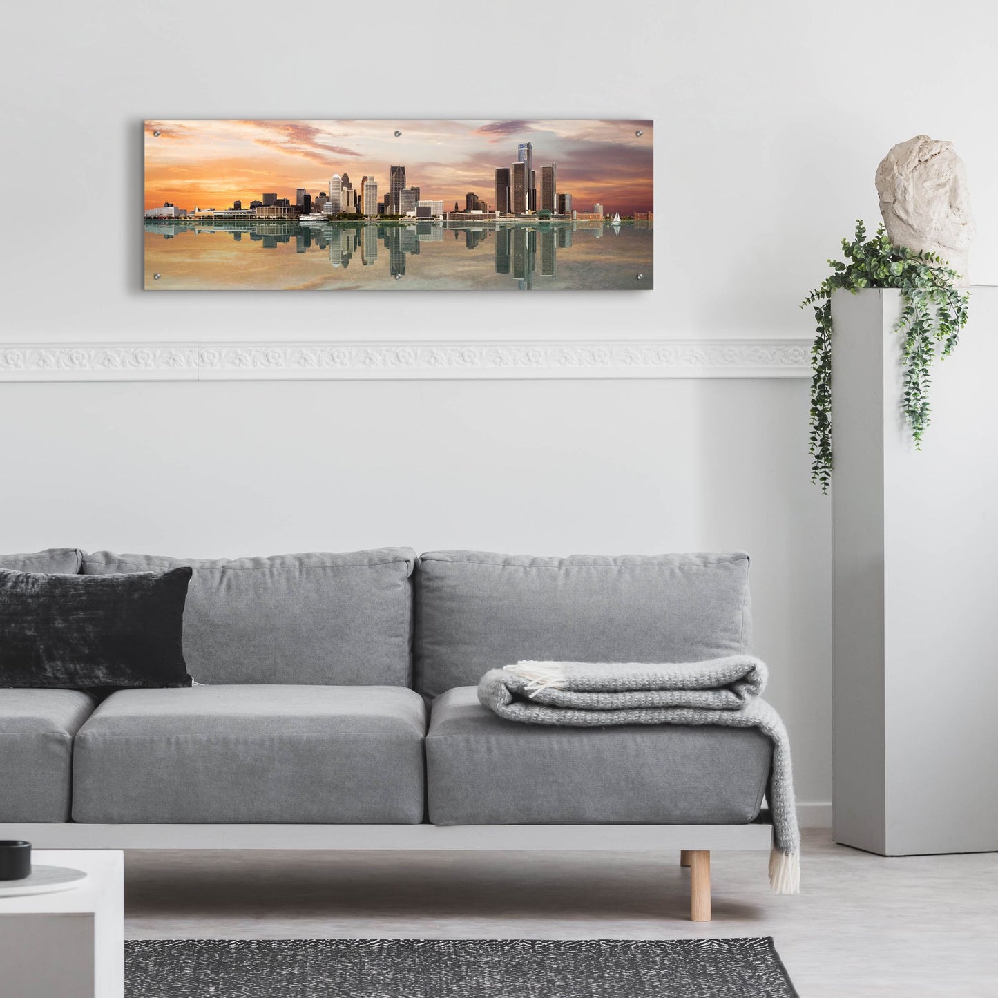 Epic Art 'Detroit Sunset Panorama, Michigan 07' by Monte Nagler, Acrylic Glass Wall Art,48x16