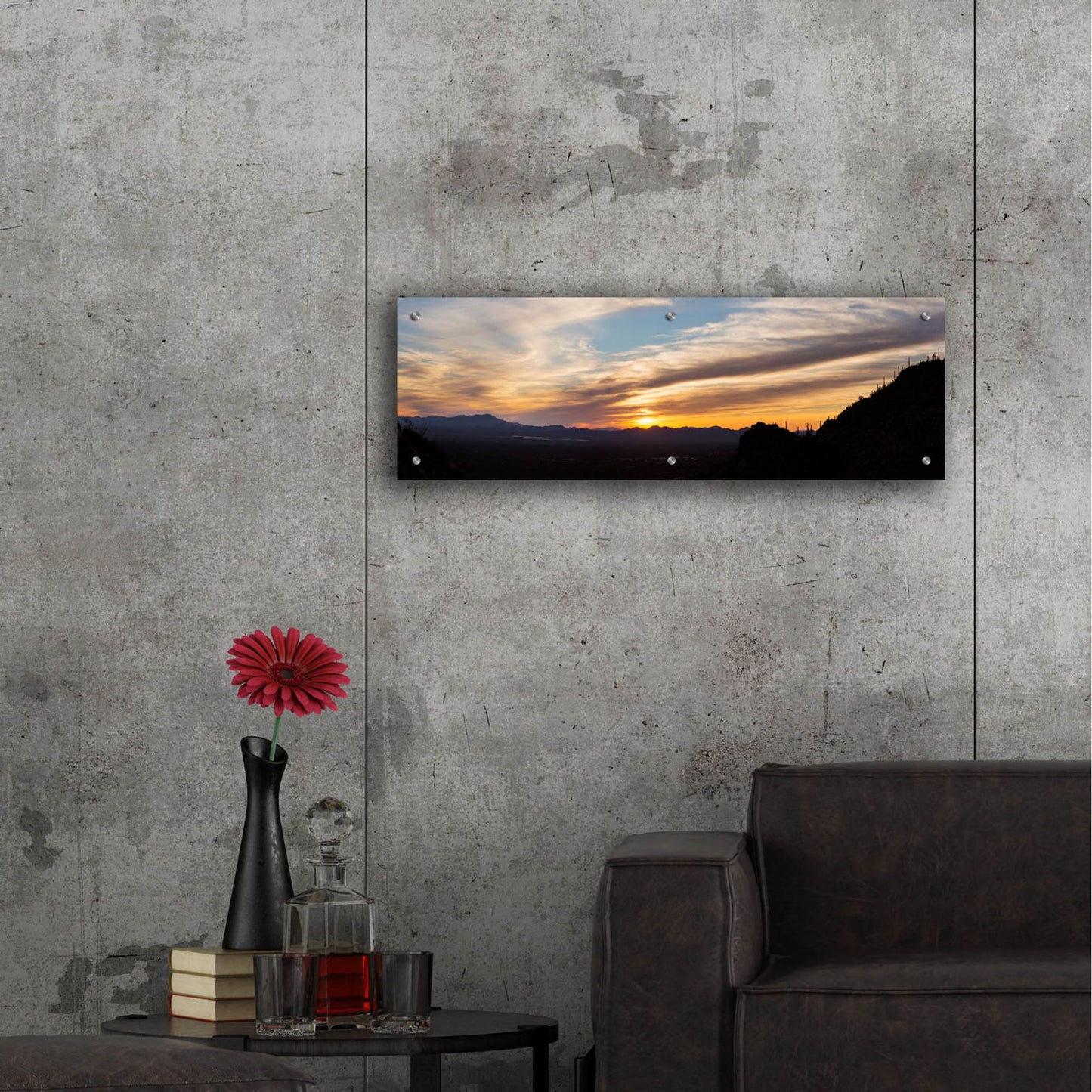 Epic Art 'Arizona Sunset Panorama' by Monte Nagler, Acrylic Glass Wall Art,36x12