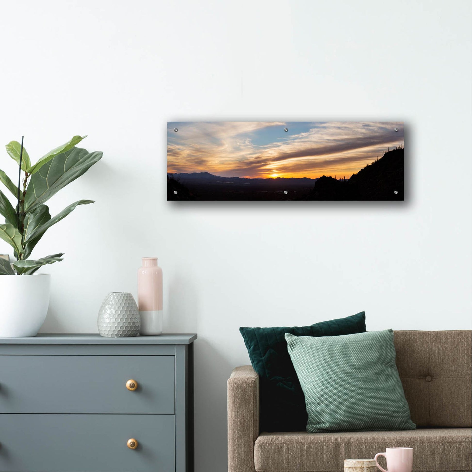 Epic Art 'Arizona Sunset Panorama' by Monte Nagler, Acrylic Glass Wall Art,36x12