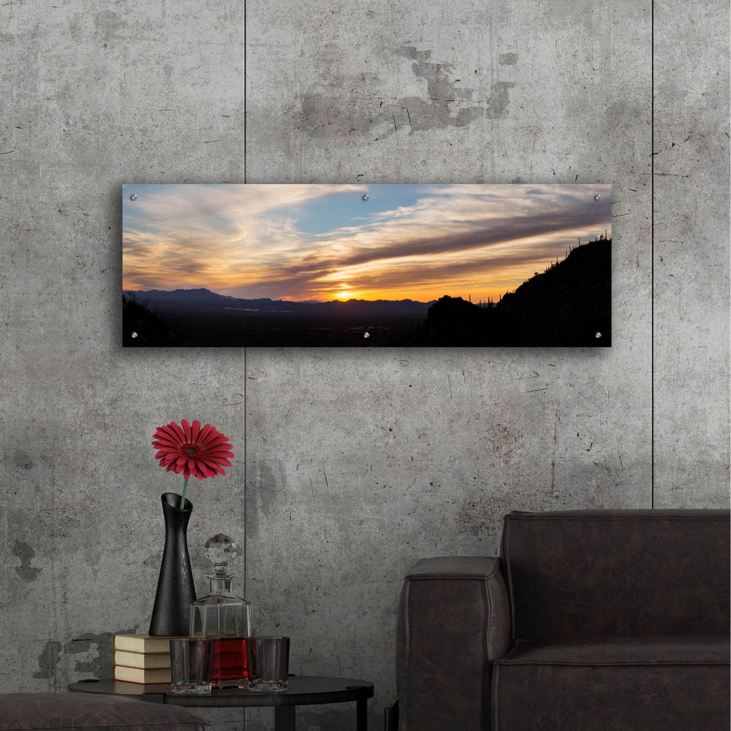 Epic Art 'Arizona Sunset Panorama' by Monte Nagler, Acrylic Glass Wall Art,48x16