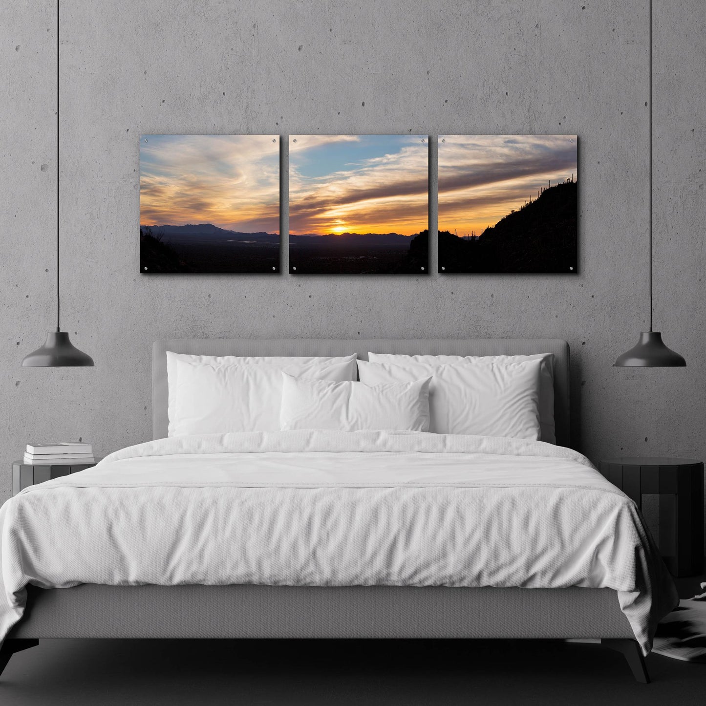 Epic Art 'Arizona Sunset Panorama' by Monte Nagler, Acrylic Glass Wall Art, 3 Piece Set,72x24