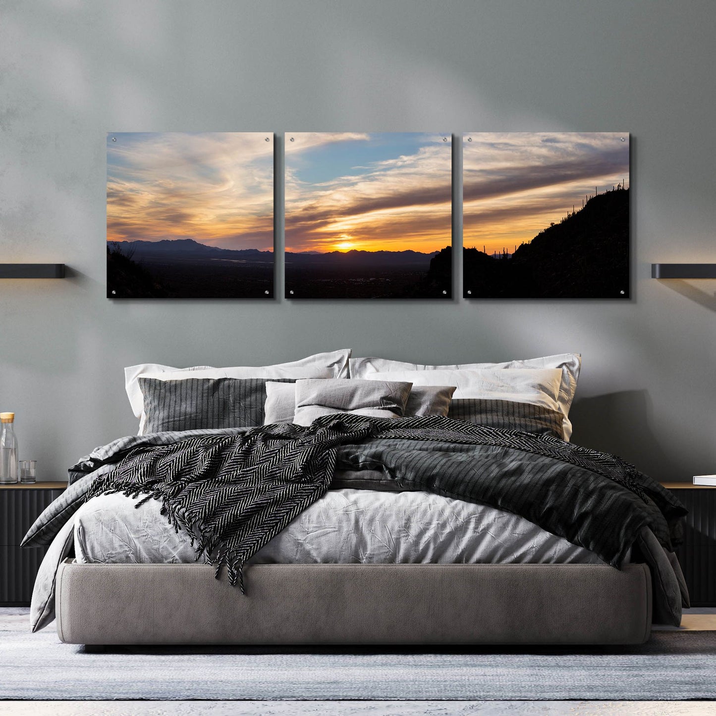 Epic Art 'Arizona Sunset Panorama' by Monte Nagler, Acrylic Glass Wall Art, 3 Piece Set,72x24