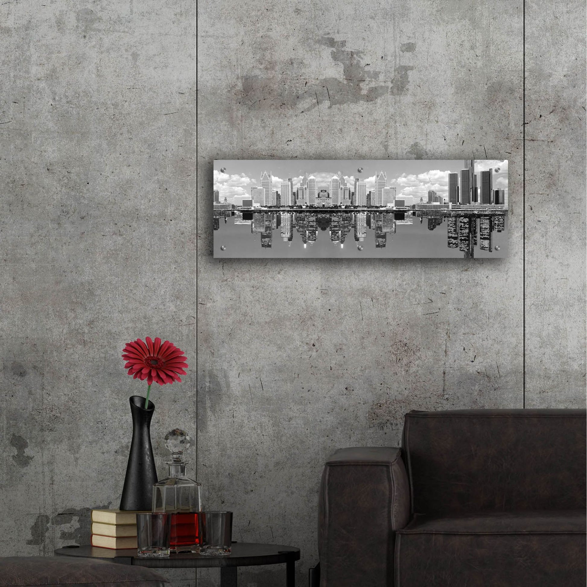 Epic Art 'Detroit Skyline Panorama 2, Michigan' by Monte Nagler, Acrylic Glass Wall Art,36x12