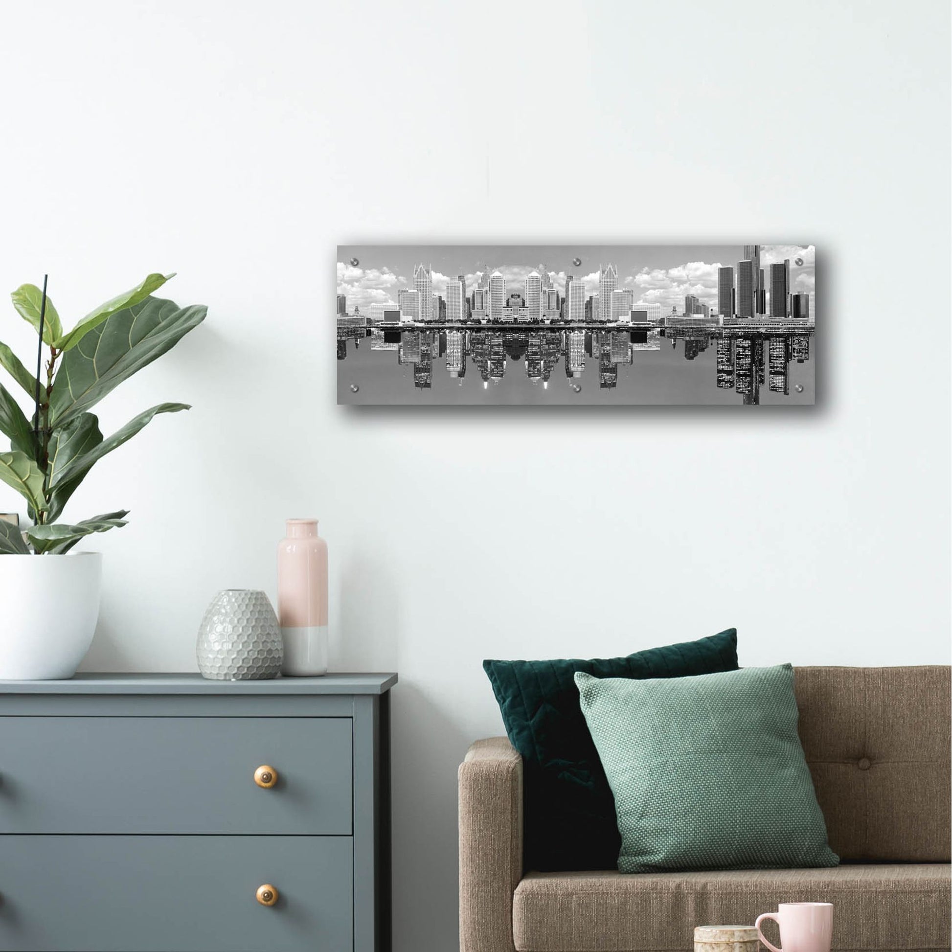 Epic Art 'Detroit Skyline Panorama 2, Michigan' by Monte Nagler, Acrylic Glass Wall Art,36x12