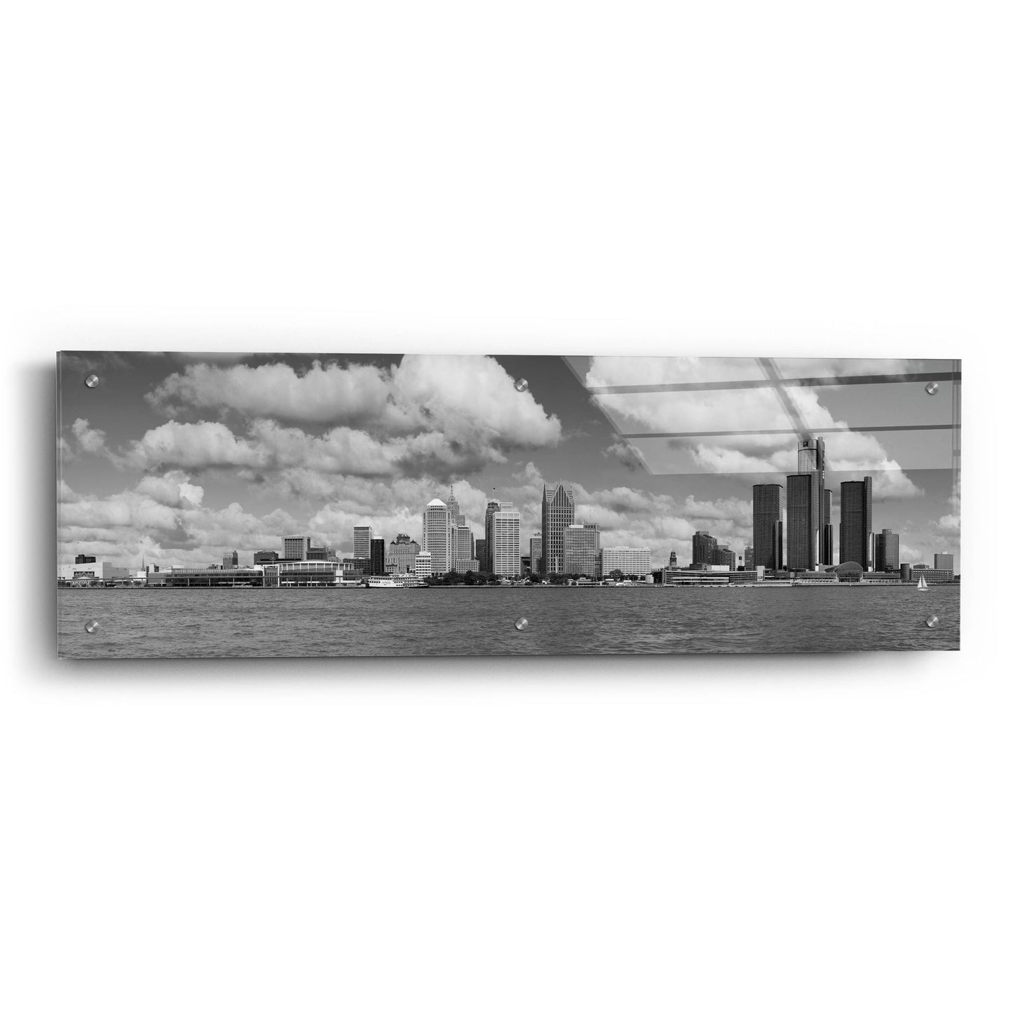 Epic Art 'Detroit Skyline Panorama 4' by Monte Nagler, Acrylic Glass Wall Art,36x12