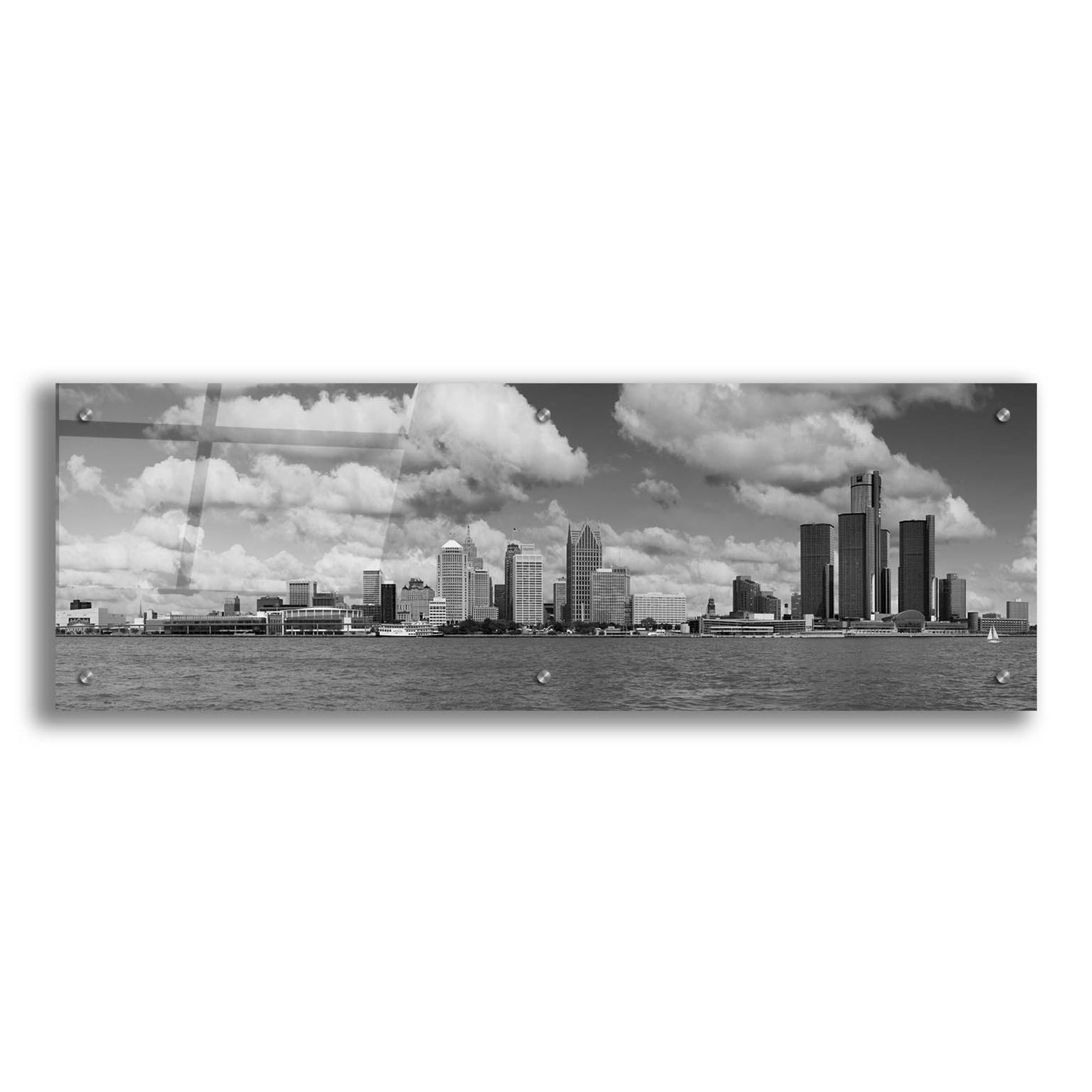 Epic Art 'Detroit Skyline Panorama 4' by Monte Nagler, Acrylic Glass Wall Art,36x12