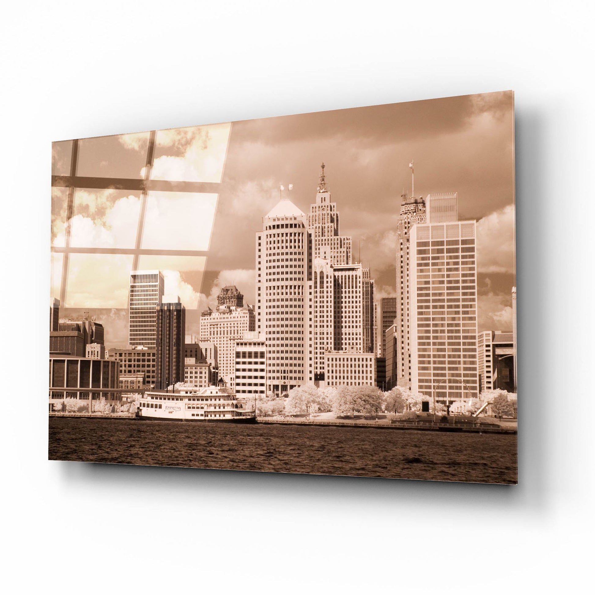 Epic Art 'Detroit Skyline, Michigan 07' by Monte Nagler, Acrylic Glass Wall Art,16x12