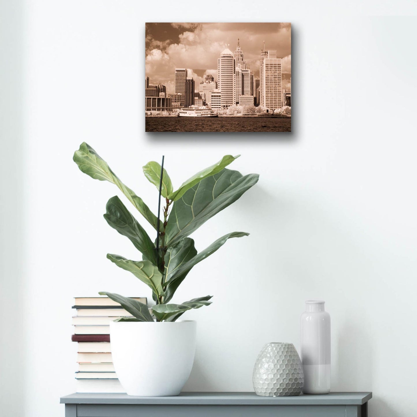 Epic Art 'Detroit Skyline, Michigan 07' by Monte Nagler, Acrylic Glass Wall Art,16x12