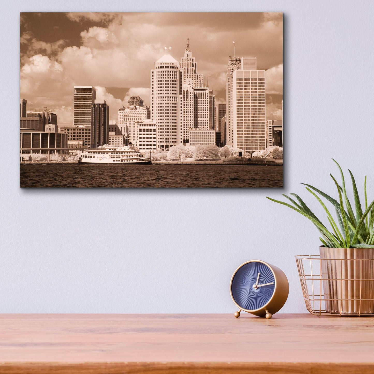 Epic Art 'Detroit Skyline, Michigan 07' by Monte Nagler, Acrylic Glass Wall Art,16x12