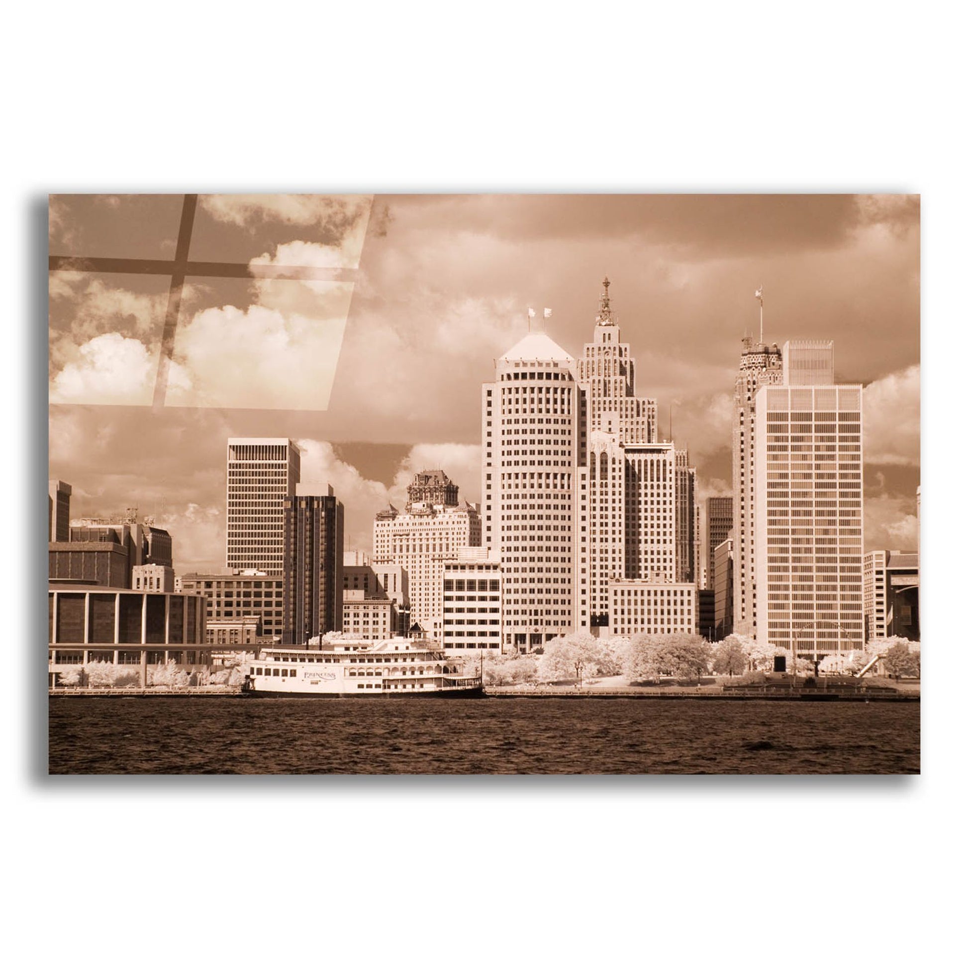 Epic Art 'Detroit Skyline, Michigan 07' by Monte Nagler, Acrylic Glass Wall Art,16x12