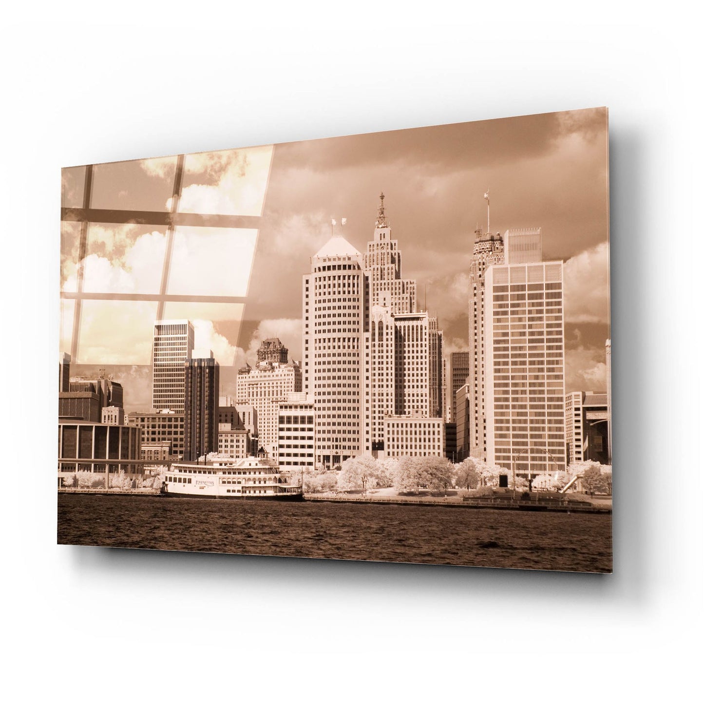 Epic Art 'Detroit Skyline, Michigan 07' by Monte Nagler, Acrylic Glass Wall Art,24x16