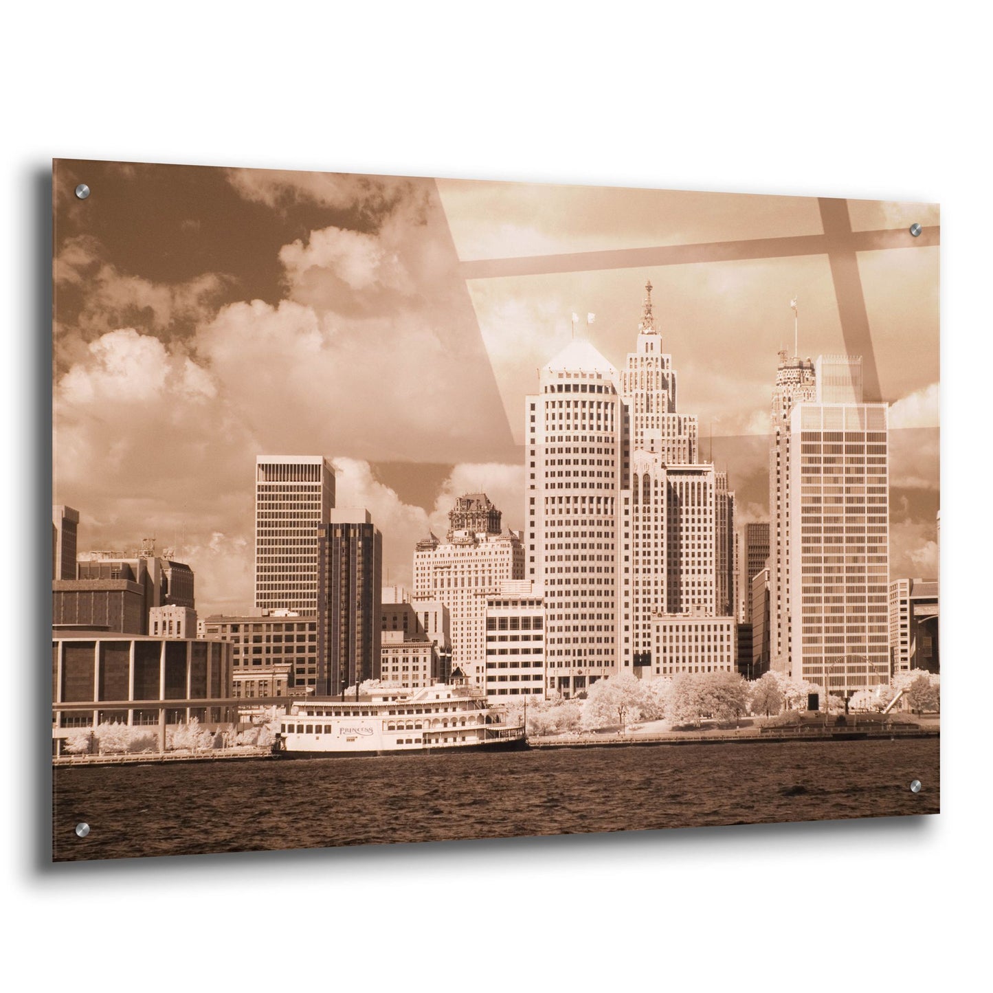 Epic Art 'Detroit Skyline, Michigan 07' by Monte Nagler, Acrylic Glass Wall Art,36x24