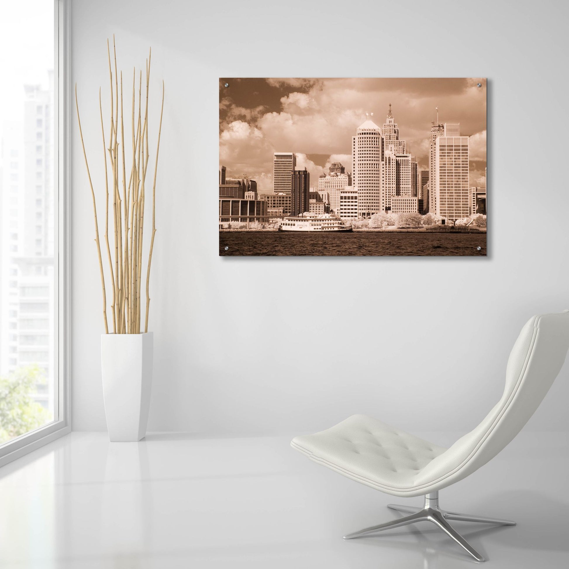 Epic Art 'Detroit Skyline, Michigan 07' by Monte Nagler, Acrylic Glass Wall Art,36x24