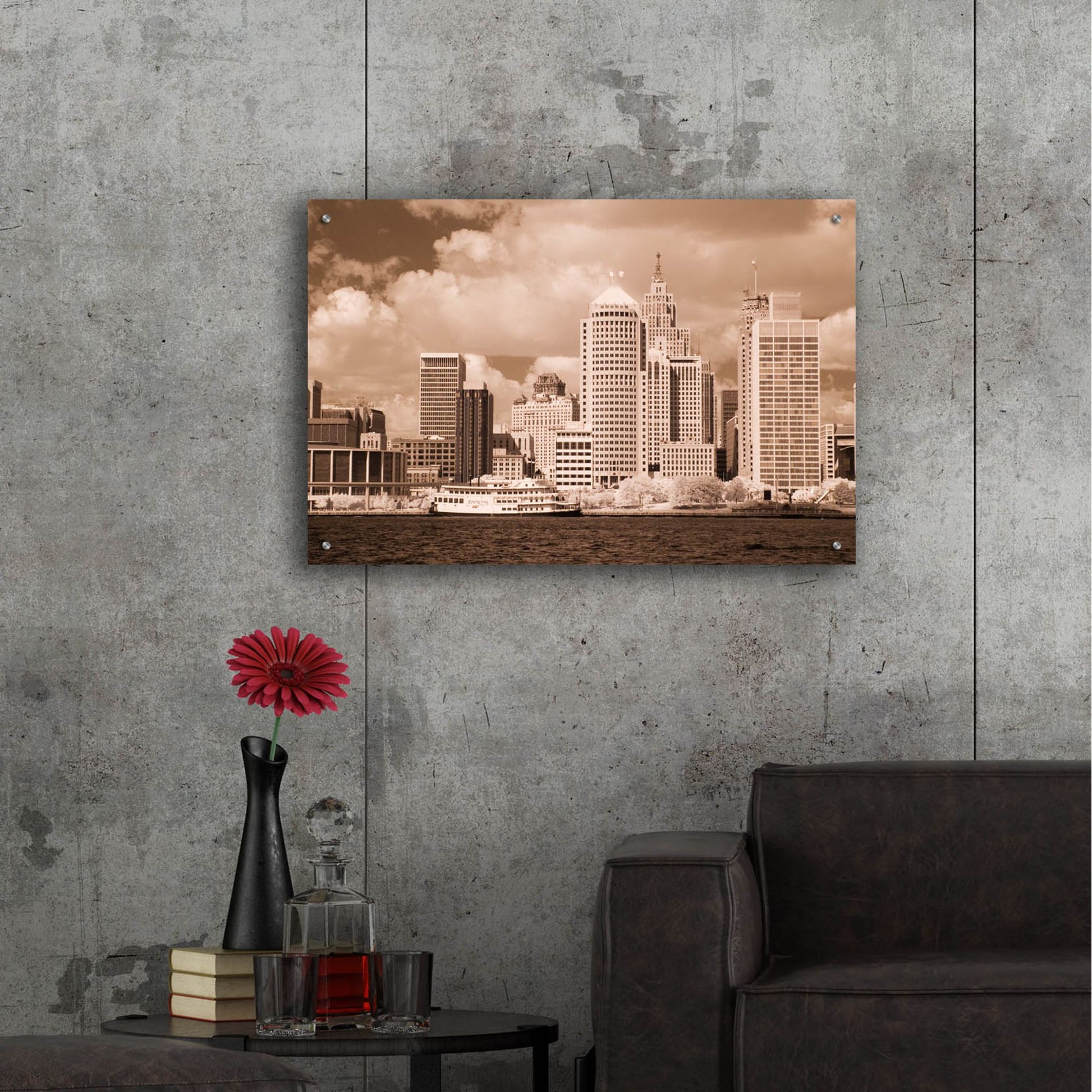 Epic Art 'Detroit Skyline, Michigan 07' by Monte Nagler, Acrylic Glass Wall Art,36x24