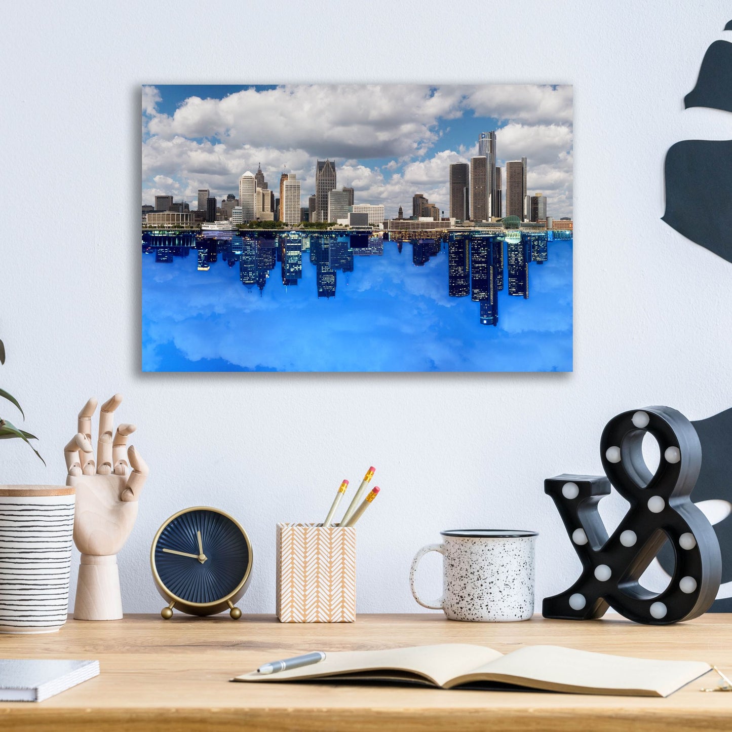 Epic Art 'Detroit Skyline, Michigan 92' by Monte Nagler, Acrylic Glass Wall Art,16x12