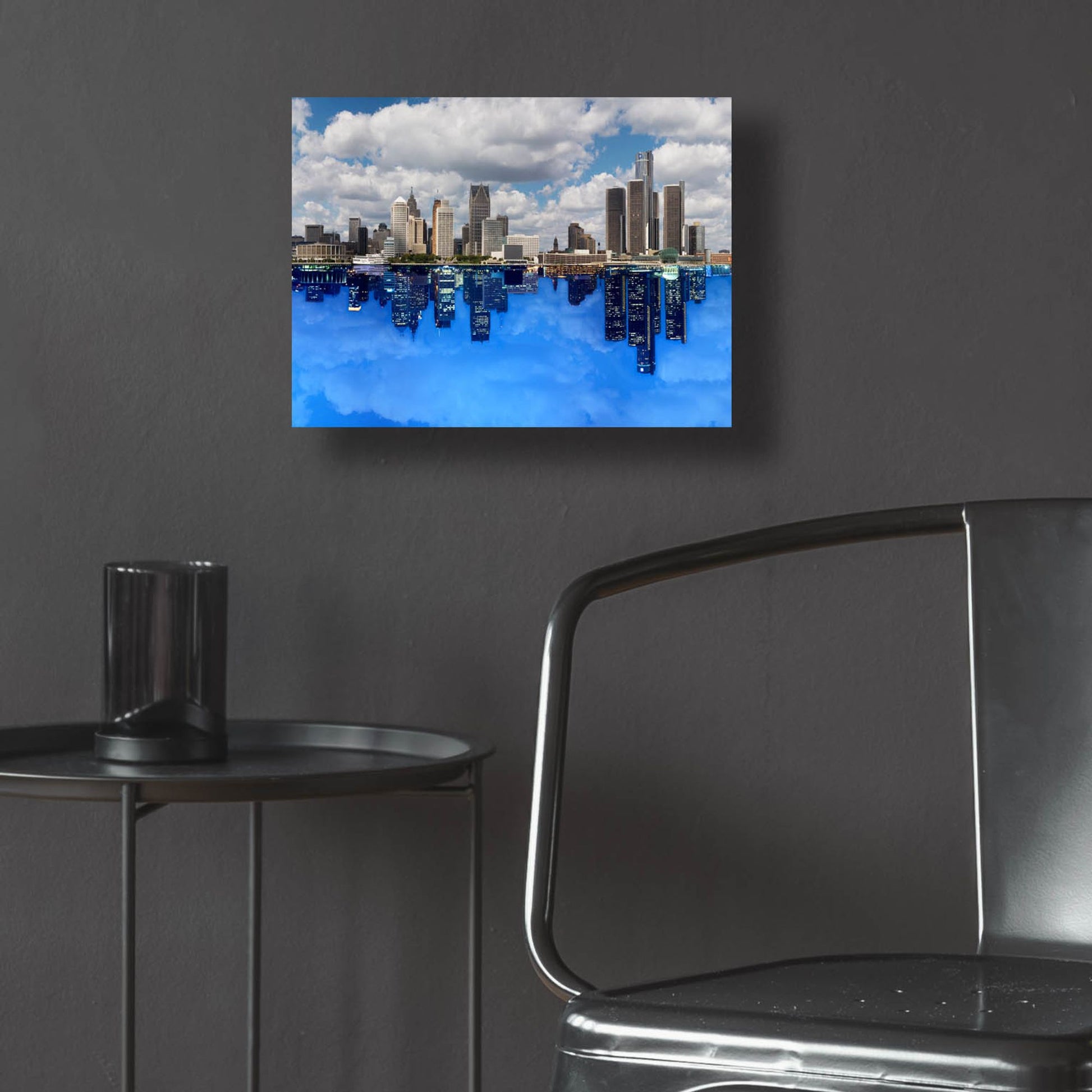 Epic Art 'Detroit Skyline, Michigan 92' by Monte Nagler, Acrylic Glass Wall Art,16x12