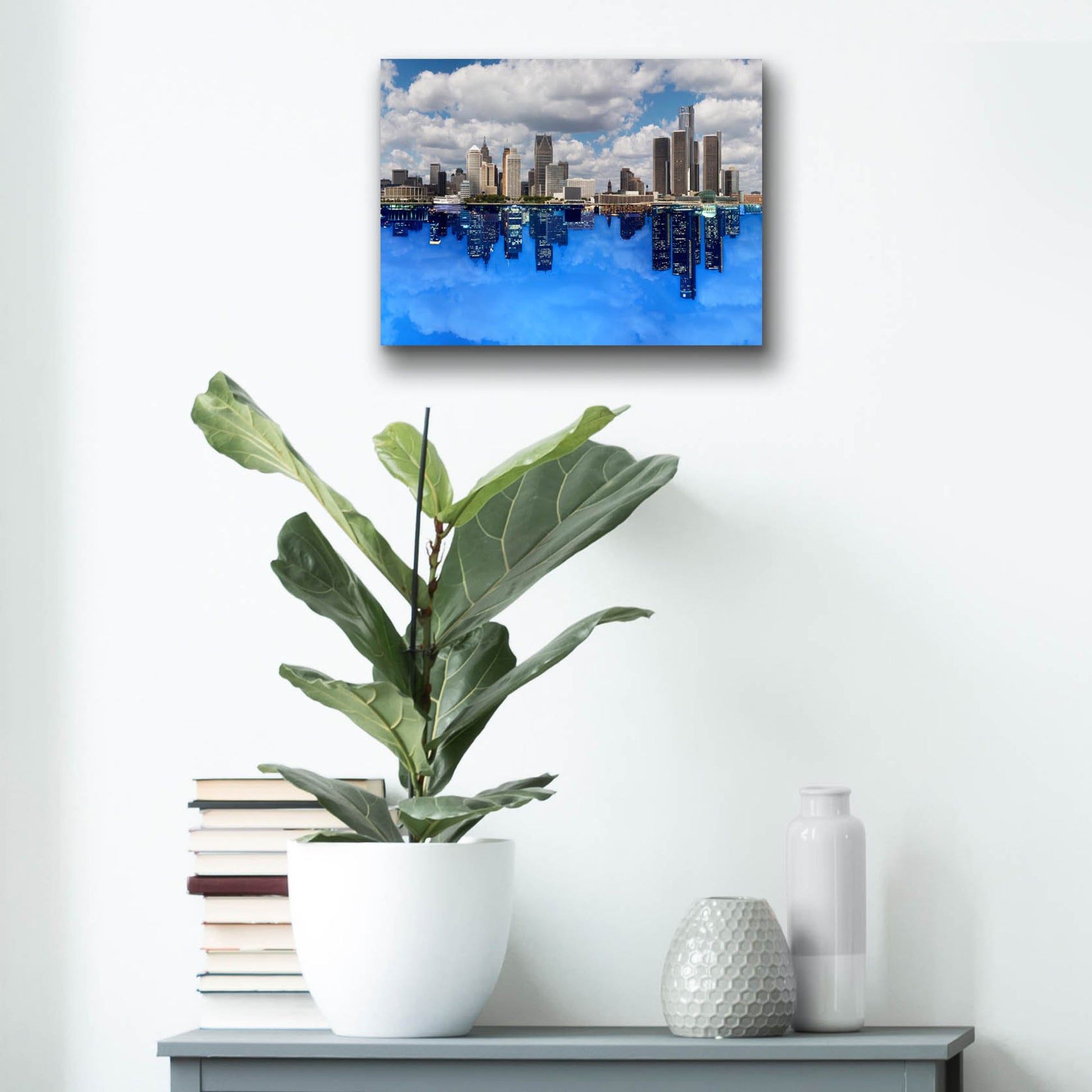 Epic Art 'Detroit Skyline, Michigan 92' by Monte Nagler, Acrylic Glass Wall Art,16x12