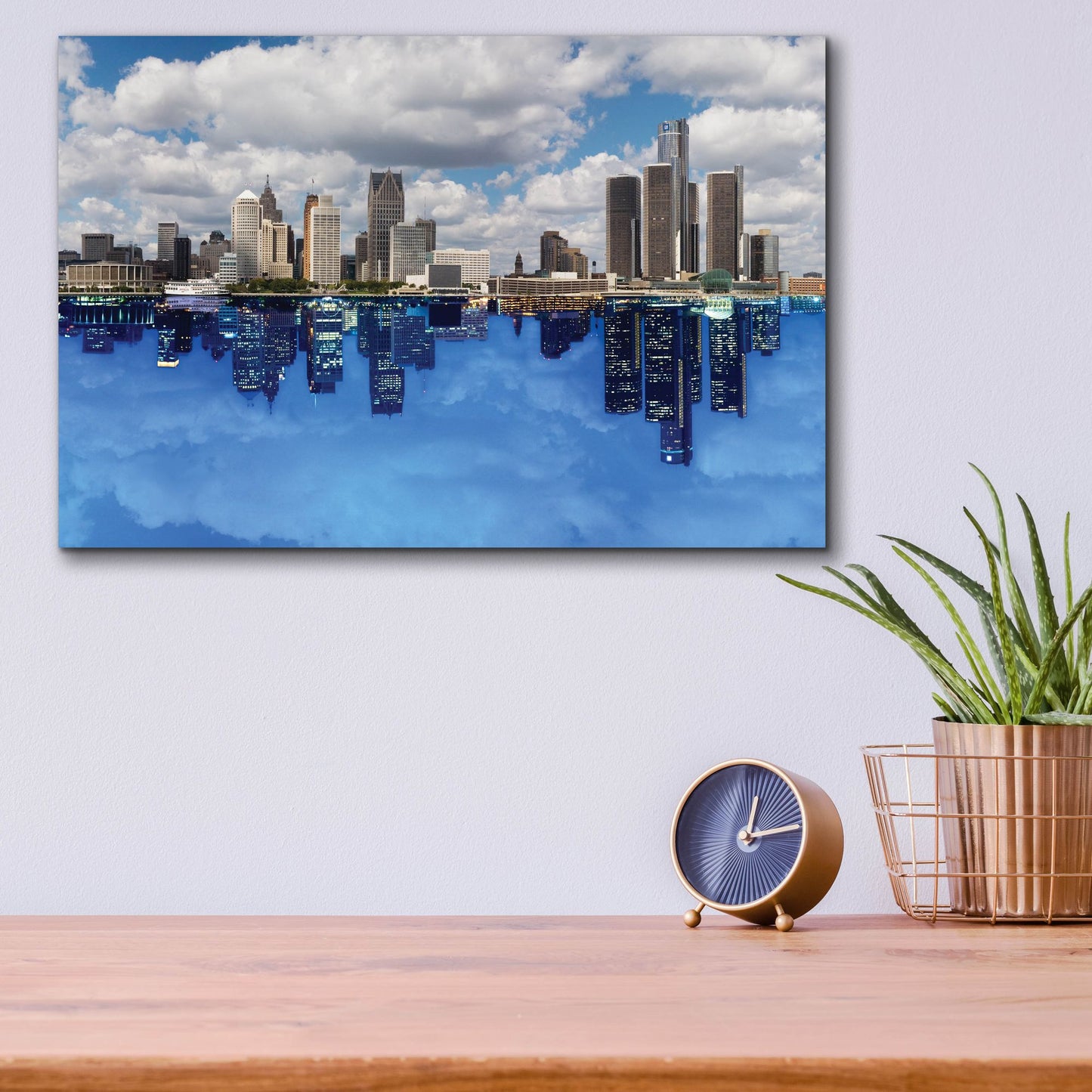 Epic Art 'Detroit Skyline, Michigan 92' by Monte Nagler, Acrylic Glass Wall Art,16x12