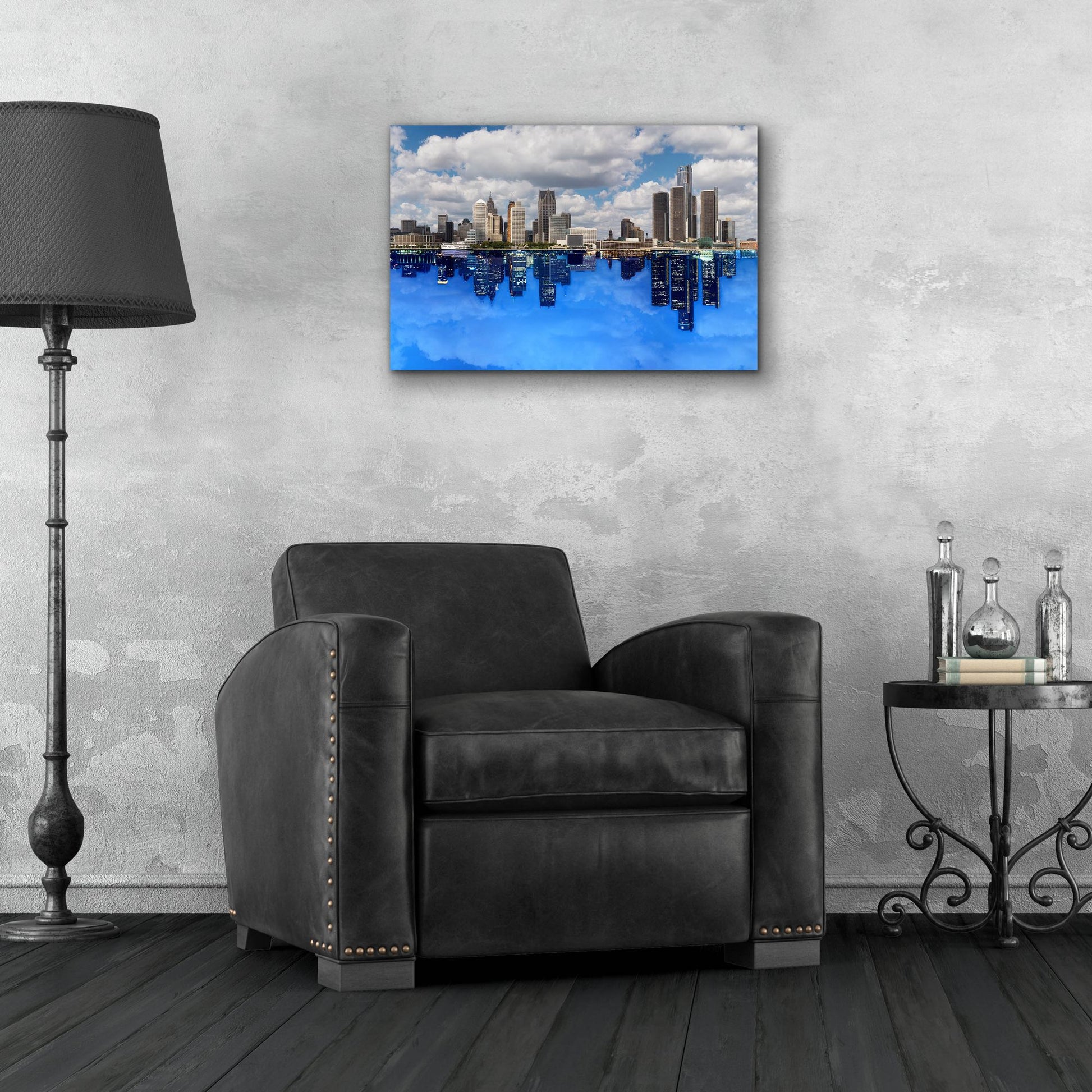 Epic Art 'Detroit Skyline, Michigan 92' by Monte Nagler, Acrylic Glass Wall Art,24x16