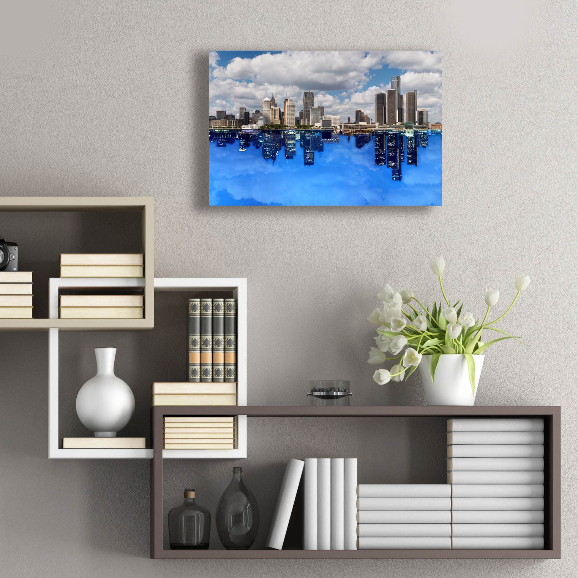 Epic Art 'Detroit Skyline, Michigan 92' by Monte Nagler, Acrylic Glass Wall Art,24x16