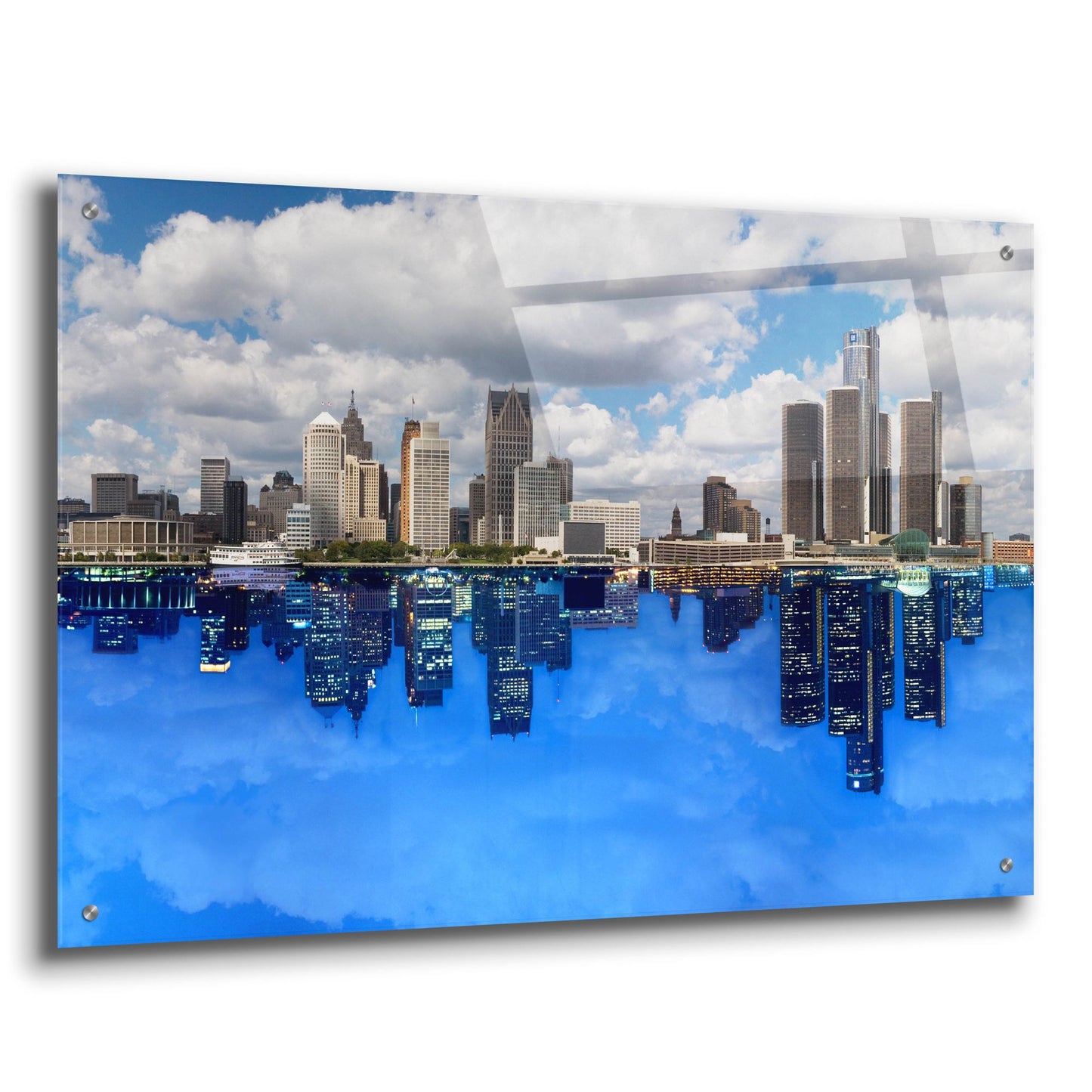 Epic Art 'Detroit Skyline, Michigan 92' by Monte Nagler, Acrylic Glass Wall Art,36x24