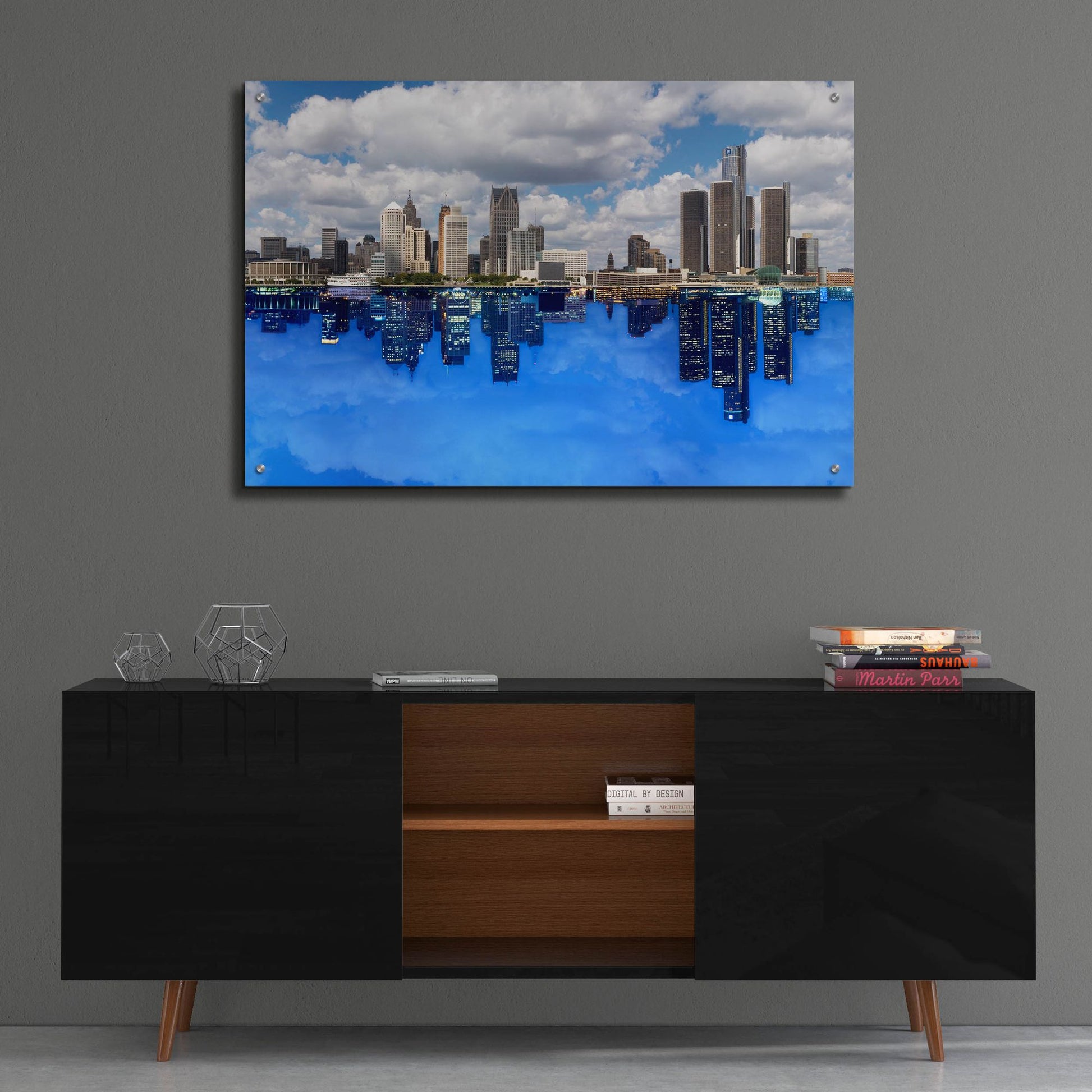 Epic Art 'Detroit Skyline, Michigan 92' by Monte Nagler, Acrylic Glass Wall Art,36x24