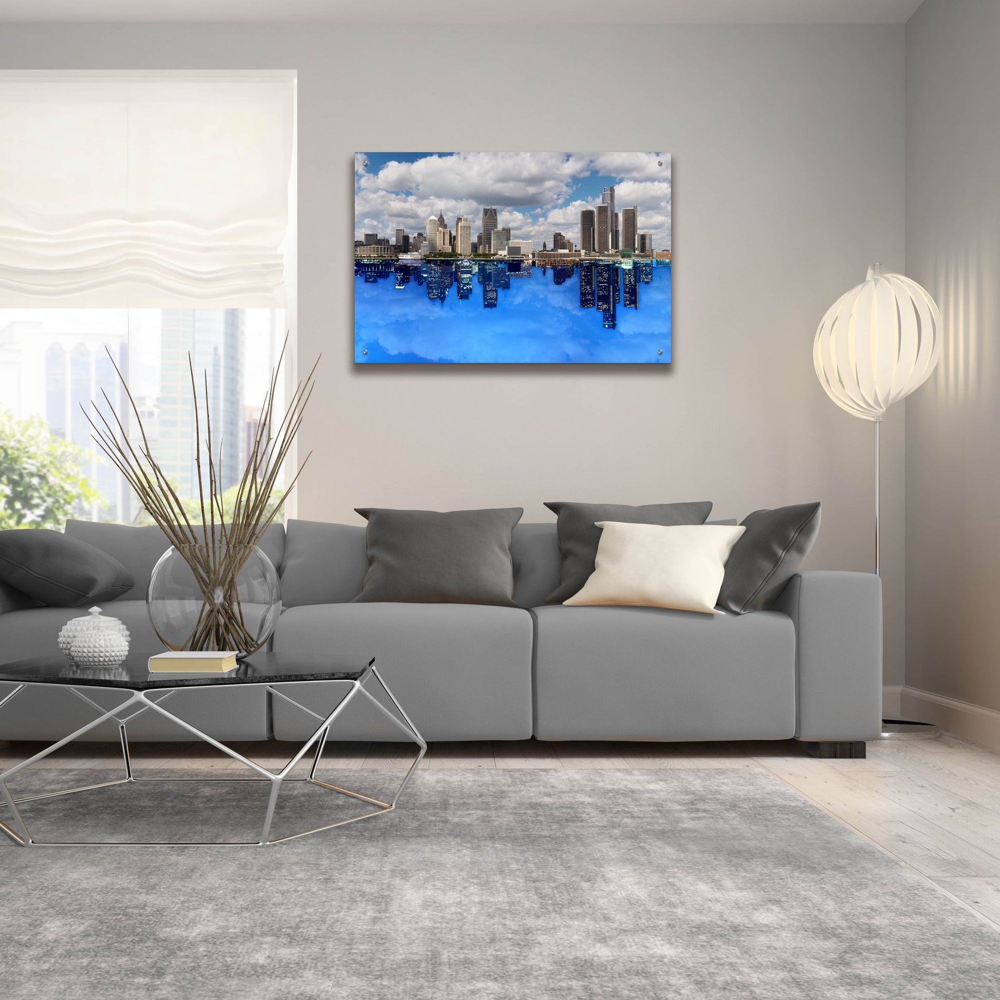 Epic Art 'Detroit Skyline, Michigan 92' by Monte Nagler, Acrylic Glass Wall Art,36x24