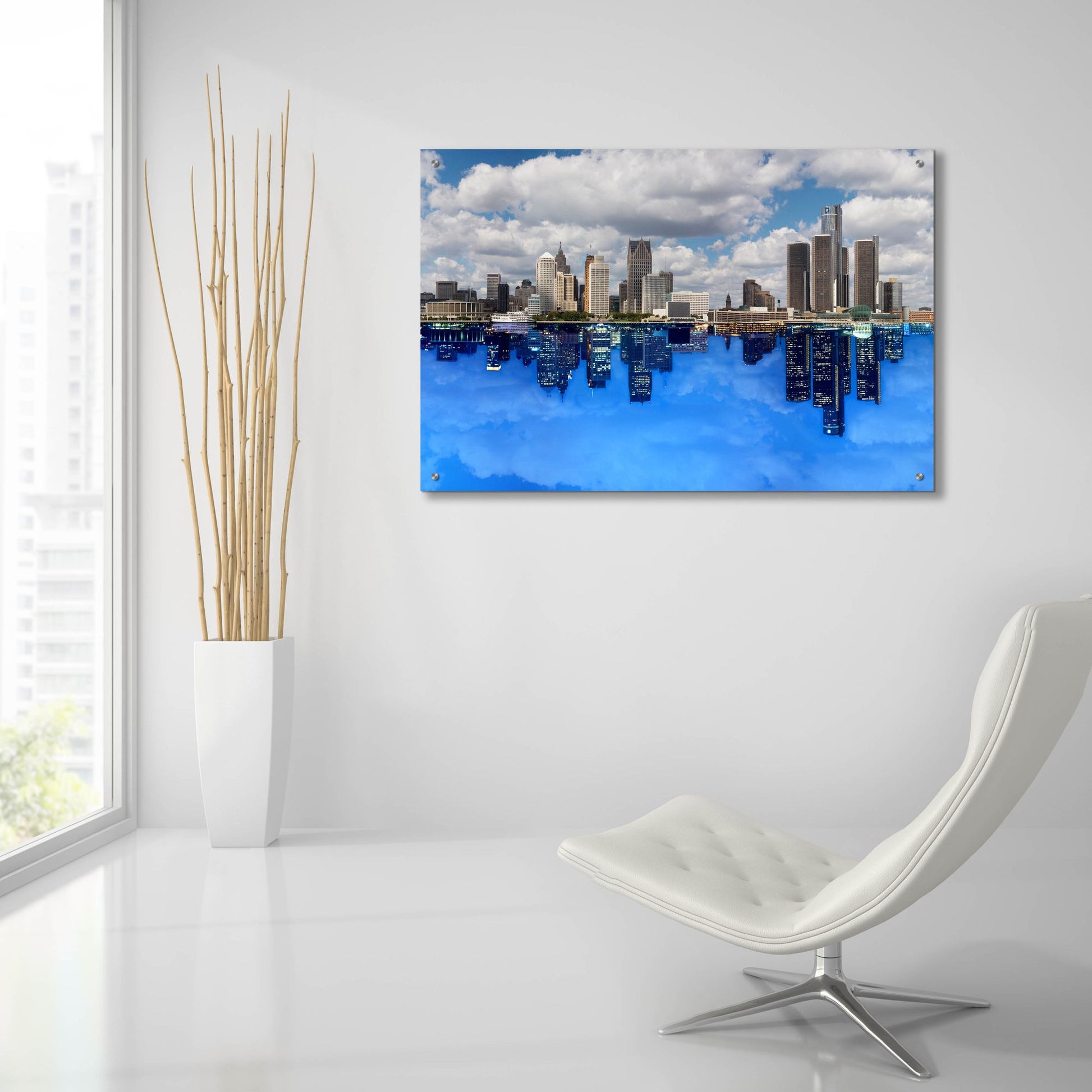 Epic Art 'Detroit Skyline, Michigan 92' by Monte Nagler, Acrylic Glass Wall Art,36x24