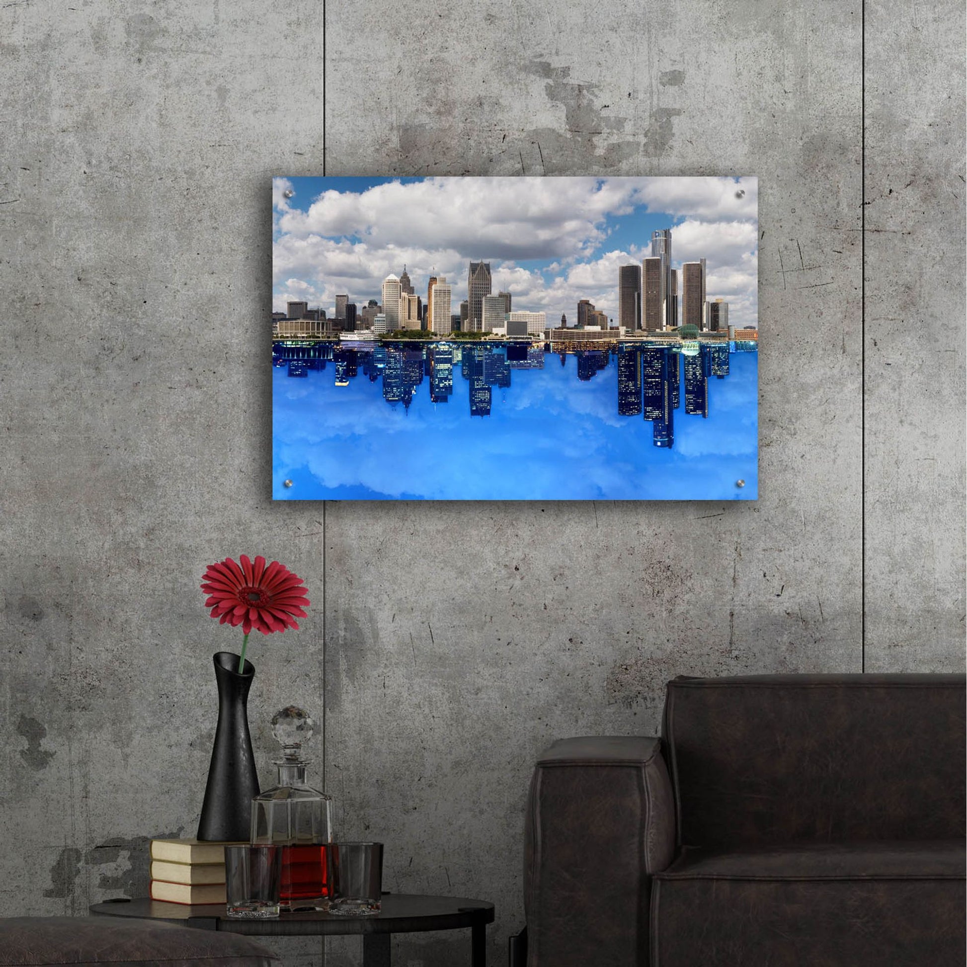 Epic Art 'Detroit Skyline, Michigan 92' by Monte Nagler, Acrylic Glass Wall Art,36x24