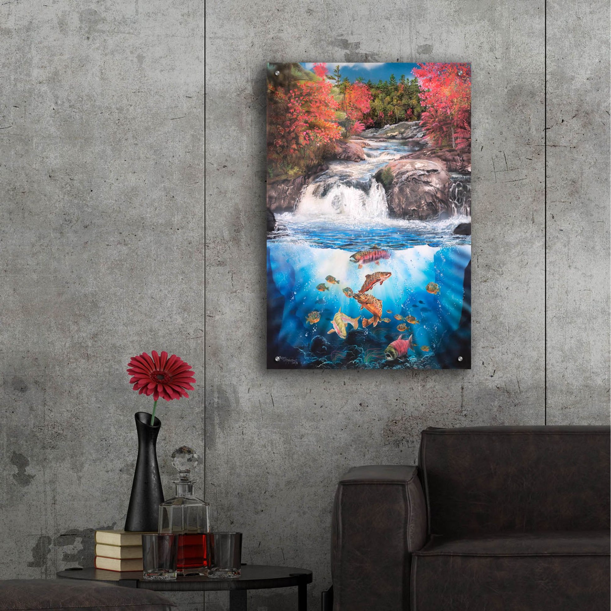 Epic Art 'Fish Falls' by Murray Henderson Fine Art, Acrylic Glass Wall Art,24x36