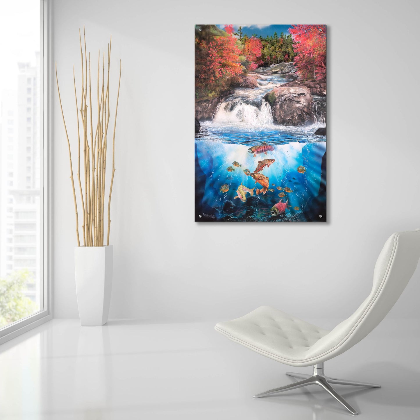 Epic Art 'Fish Falls' by Murray Henderson Fine Art, Acrylic Glass Wall Art,24x36