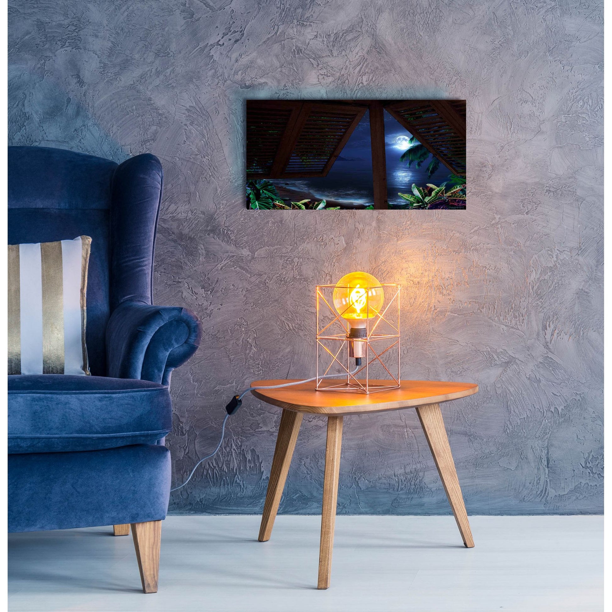 Epic Art 'Tropical Dream Moon View' by Murray Henderson Fine Art, Acrylic Glass Wall Art,24x12