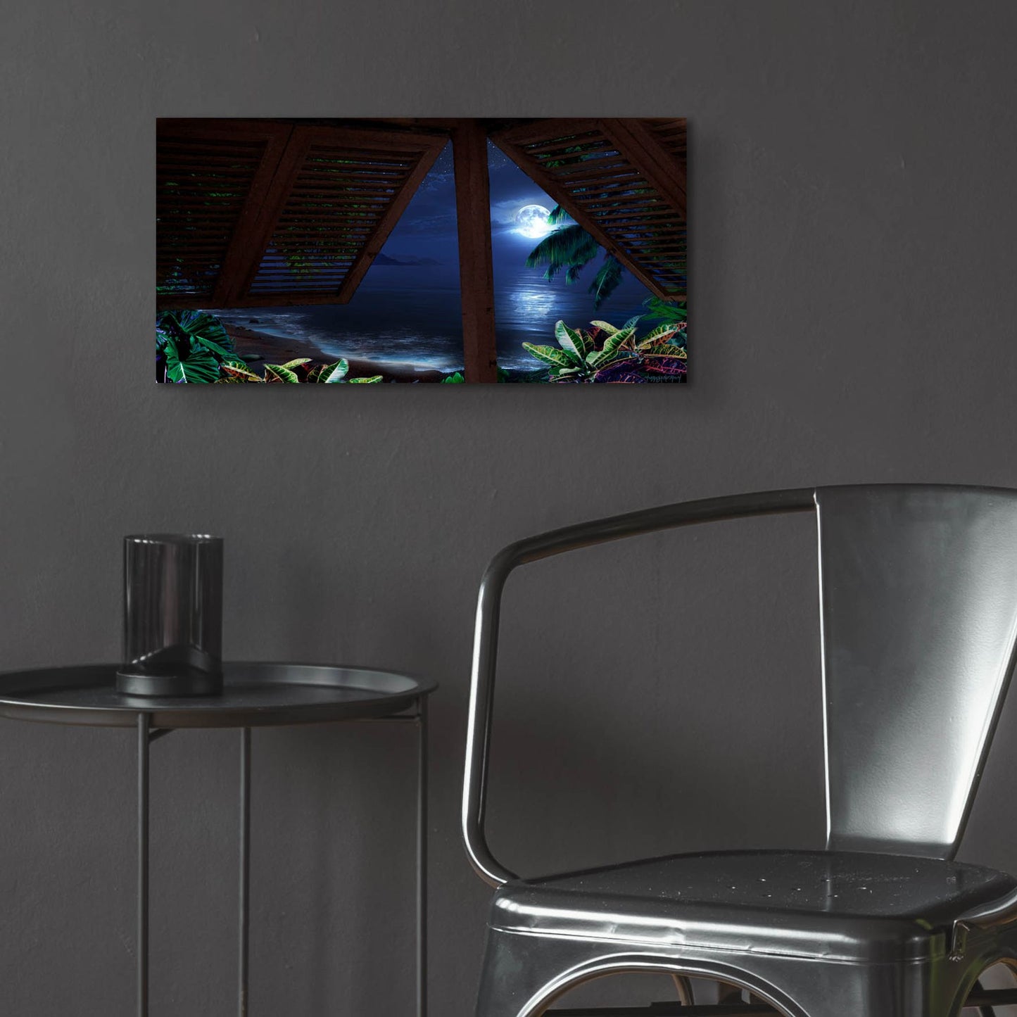 Epic Art 'Tropical Dream Moon View' by Murray Henderson Fine Art, Acrylic Glass Wall Art,24x12