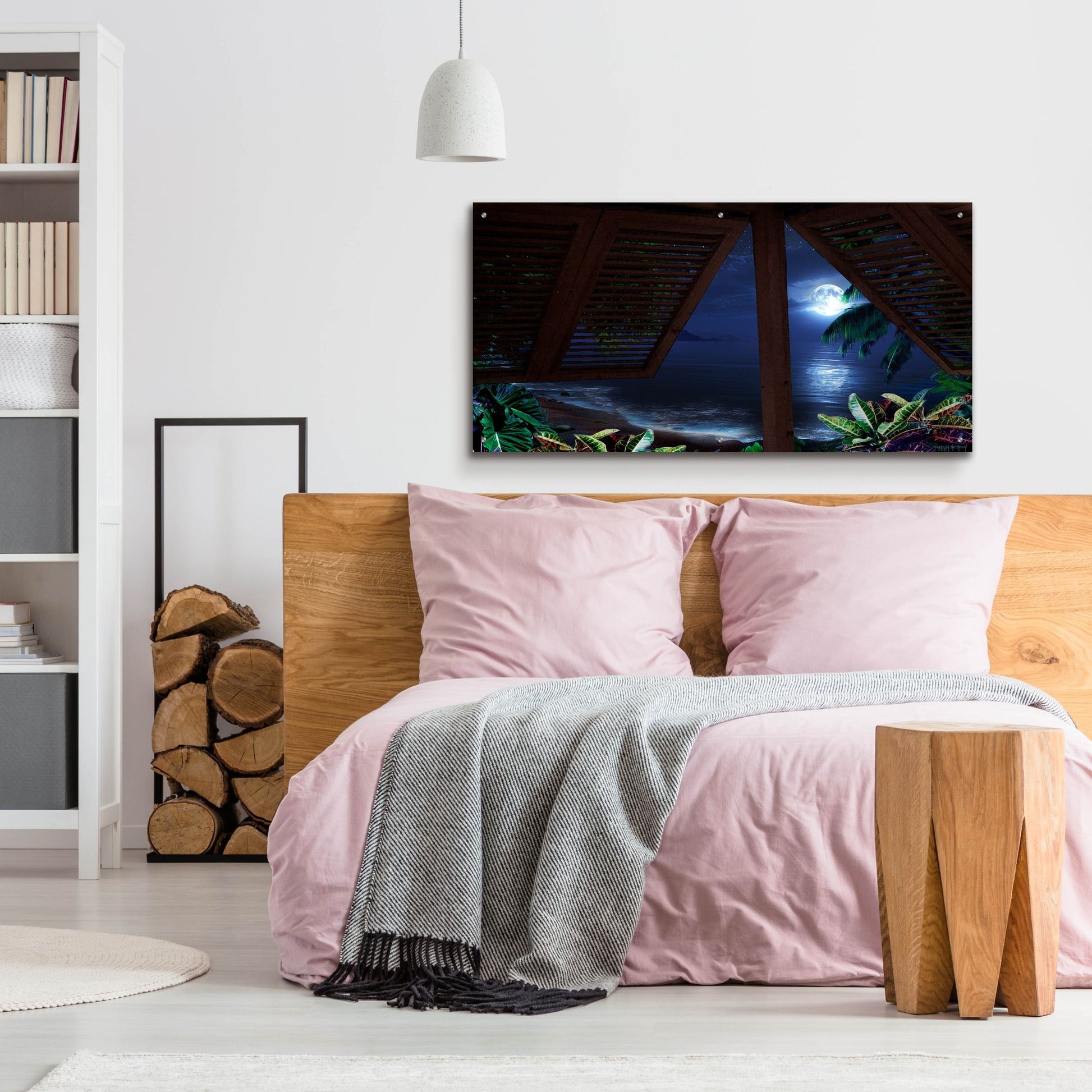 Epic Art 'Tropical Dream Moon View' by Murray Henderson Fine Art, Acrylic Glass Wall Art,48x24