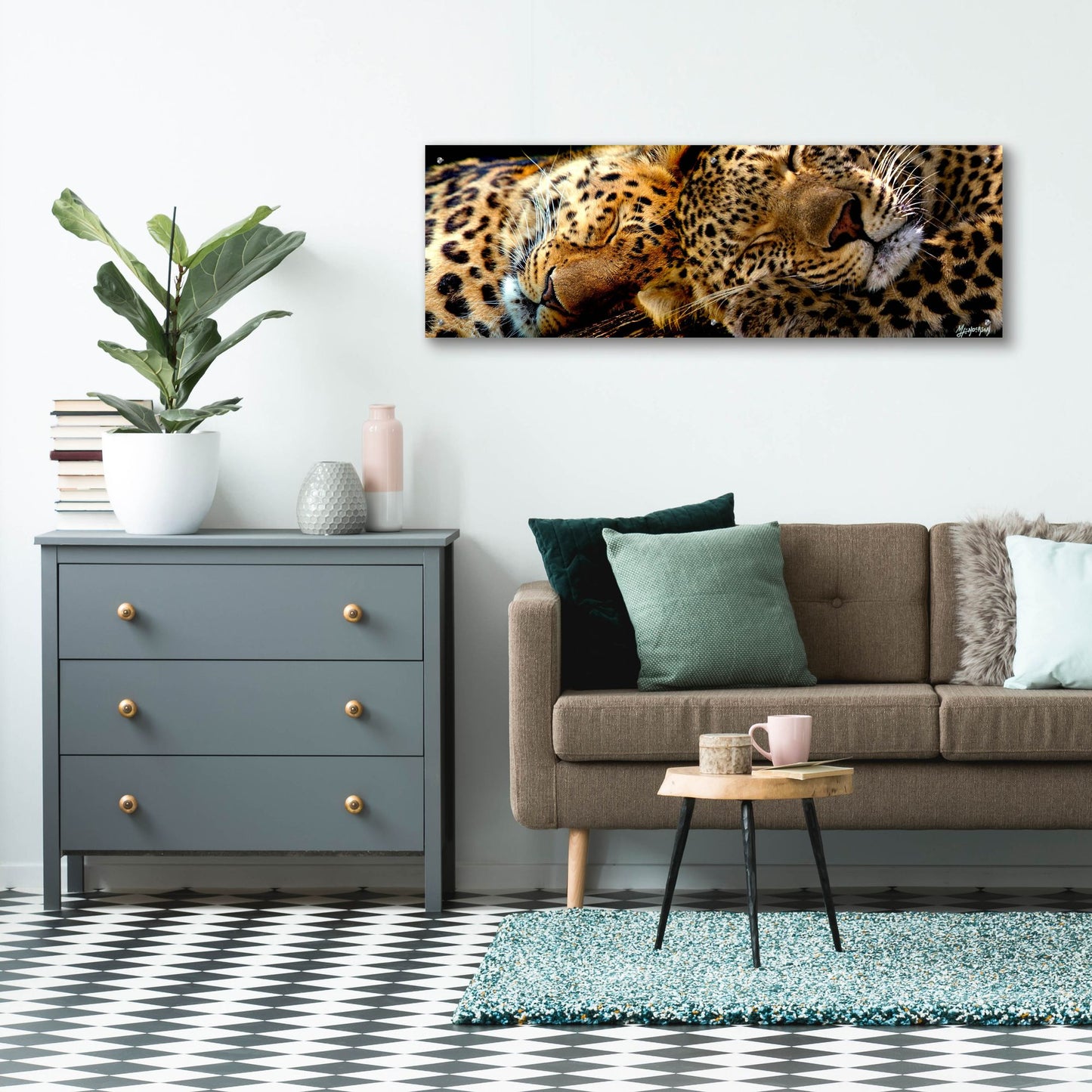 Epic Art 'Two Sleepers Cheetahs' by Murray Henderson Fine Art, Acrylic Glass Wall Art,48x16