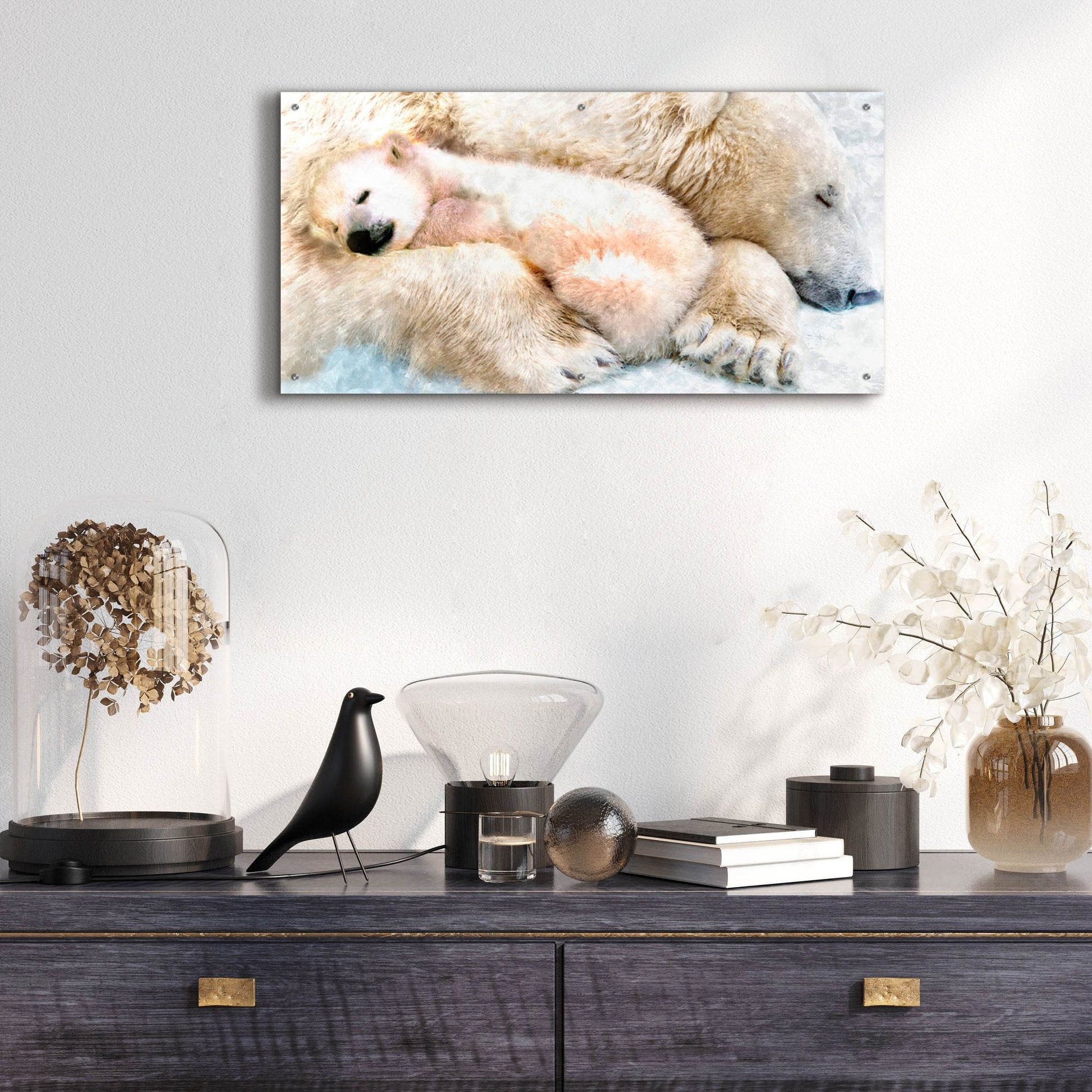 Epic Art 'Sleepy Polar' by Murray Henderson Fine Art, Acrylic Glass Wall Art,48x24