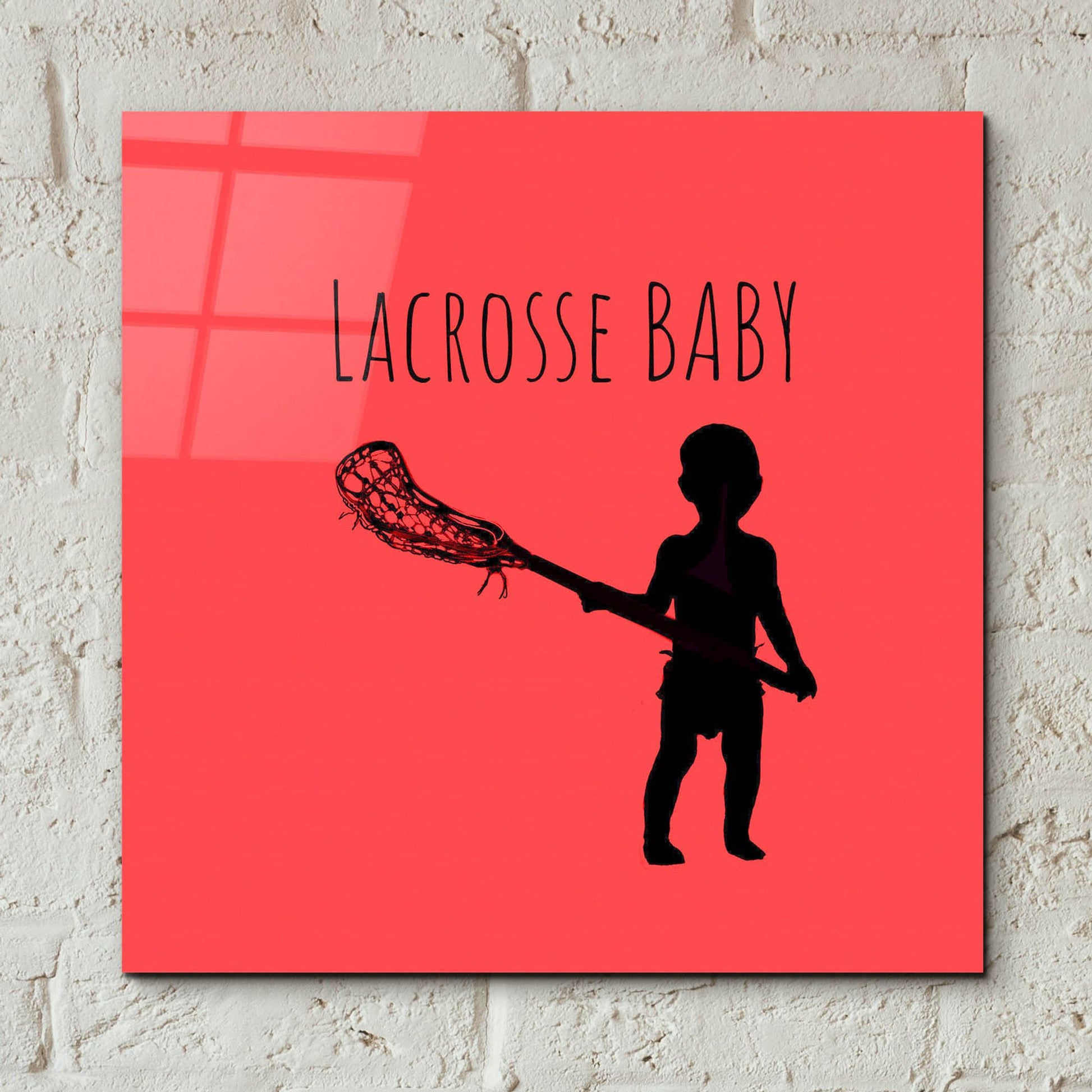 Epic Art 'Lacrosse Baby' by Murray Henderson Fine Art, Acrylic Glass Wall Art,12x12