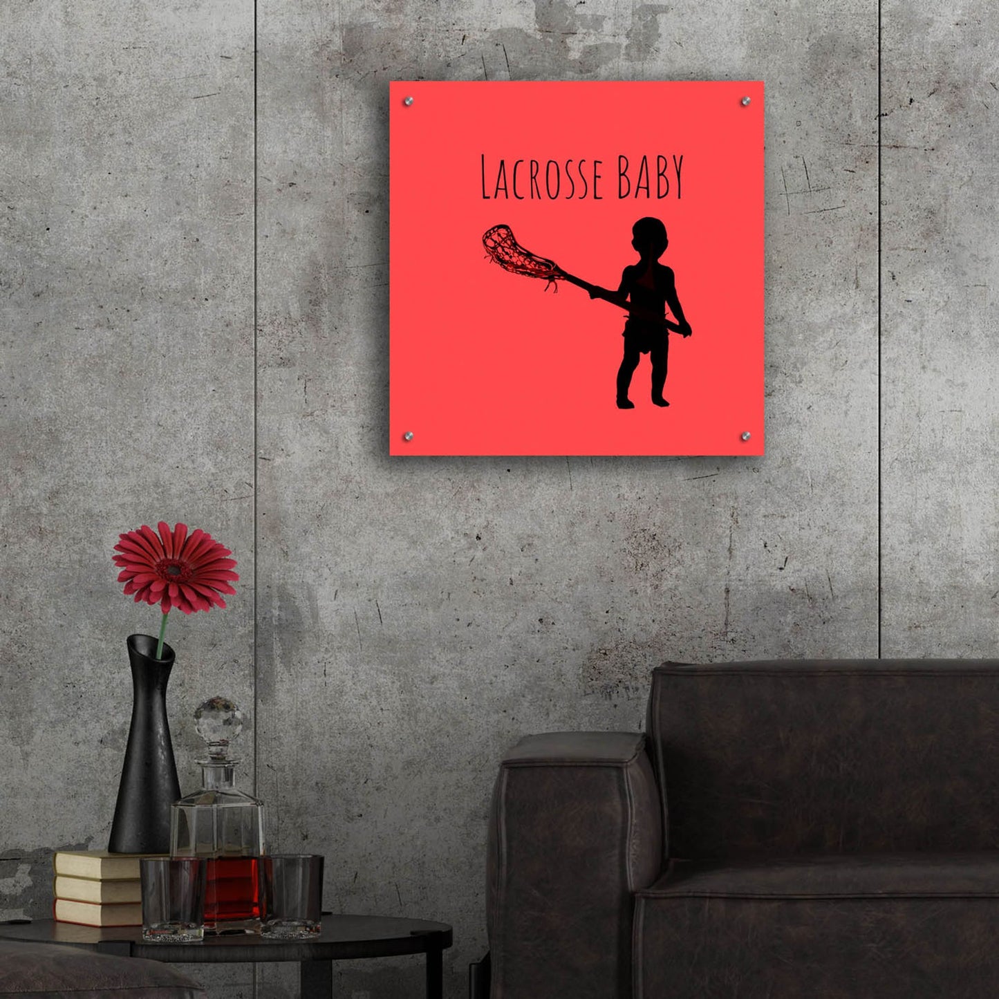 Epic Art 'Lacrosse Baby' by Murray Henderson Fine Art, Acrylic Glass Wall Art,24x24