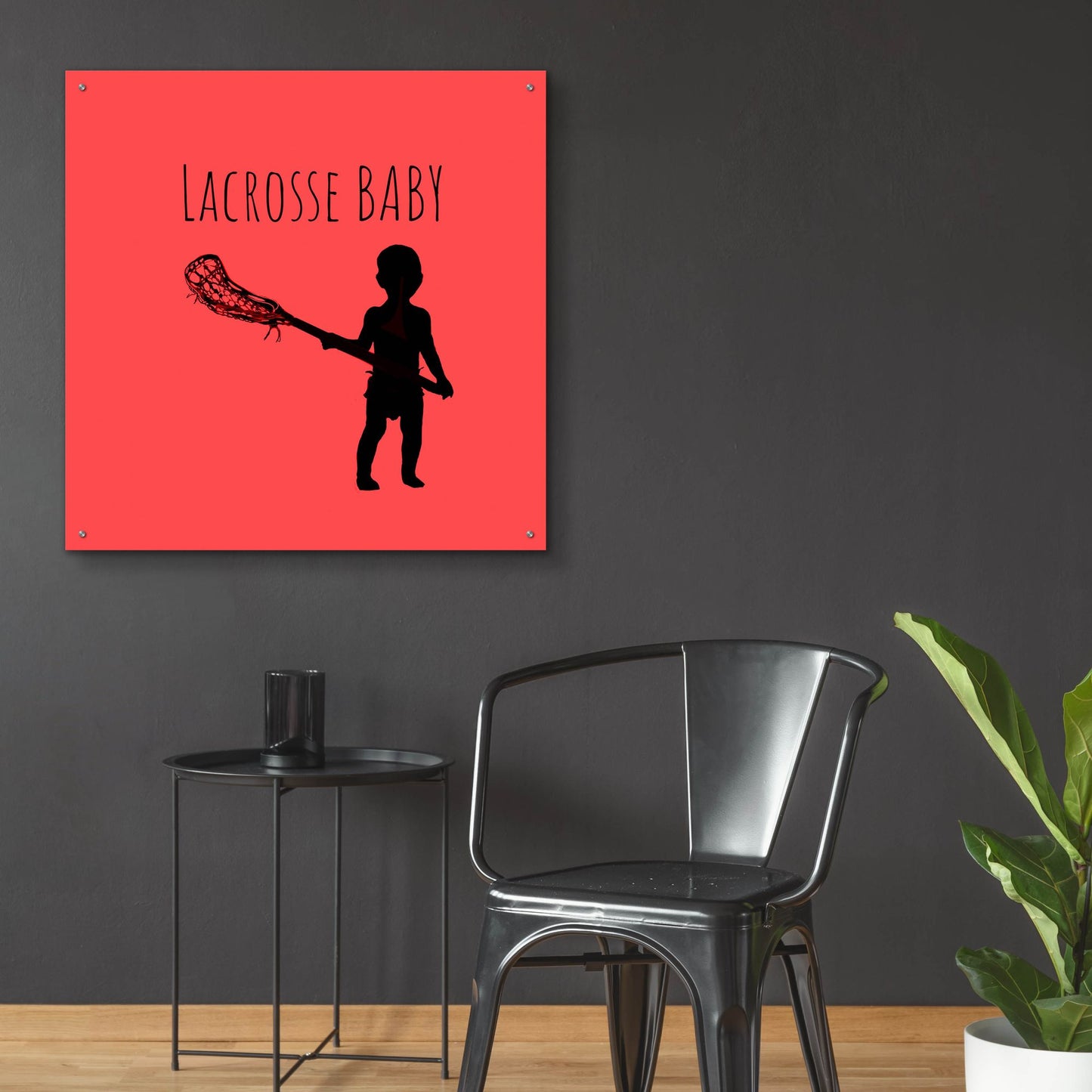 Epic Art 'Lacrosse Baby' by Murray Henderson Fine Art, Acrylic Glass Wall Art,36x36