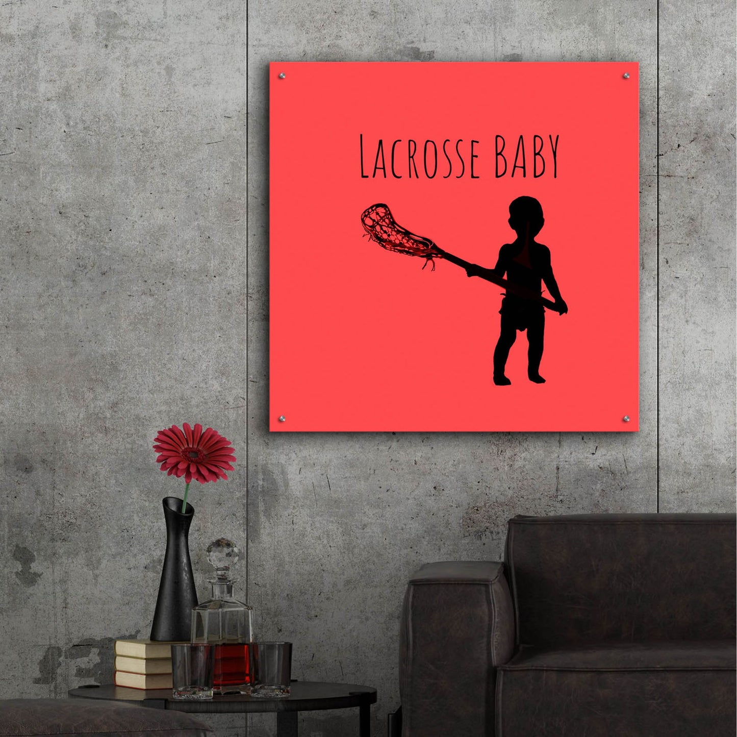 Epic Art 'Lacrosse Baby' by Murray Henderson Fine Art, Acrylic Glass Wall Art,36x36